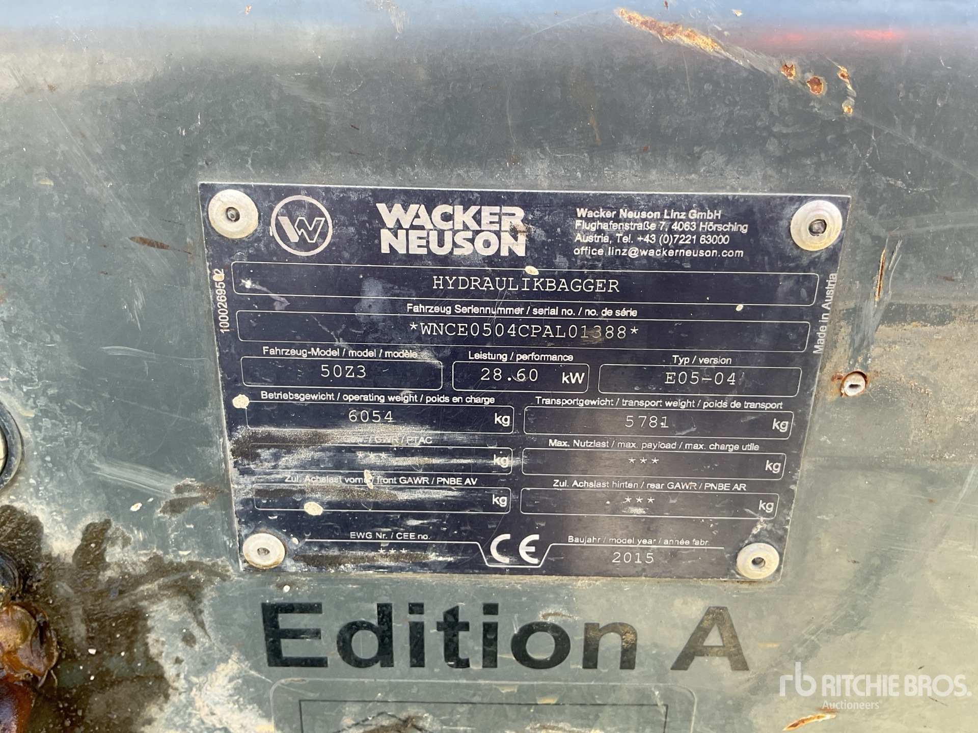 General Appearance with Serial Number / VIN