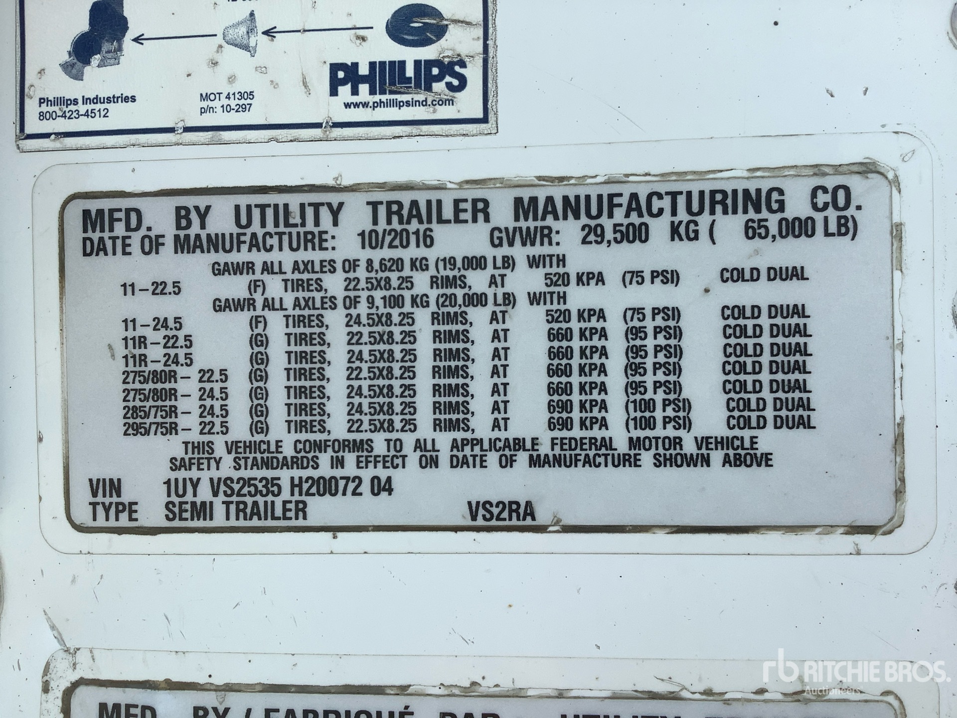 General Appearance with Serial Number / VIN
