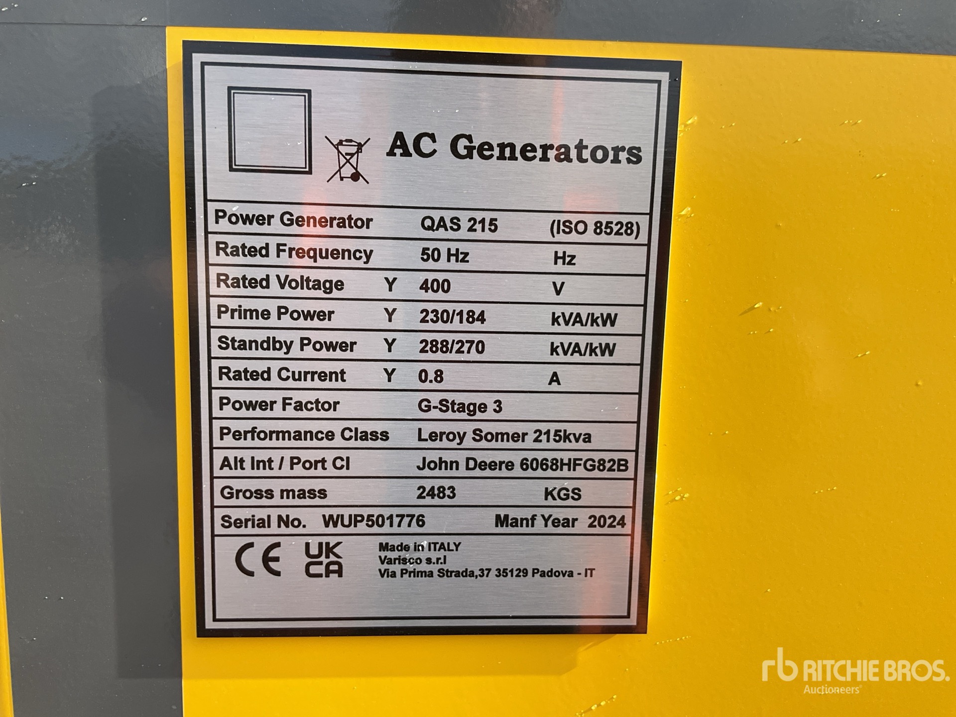 General Appearance with Serial Number / VIN