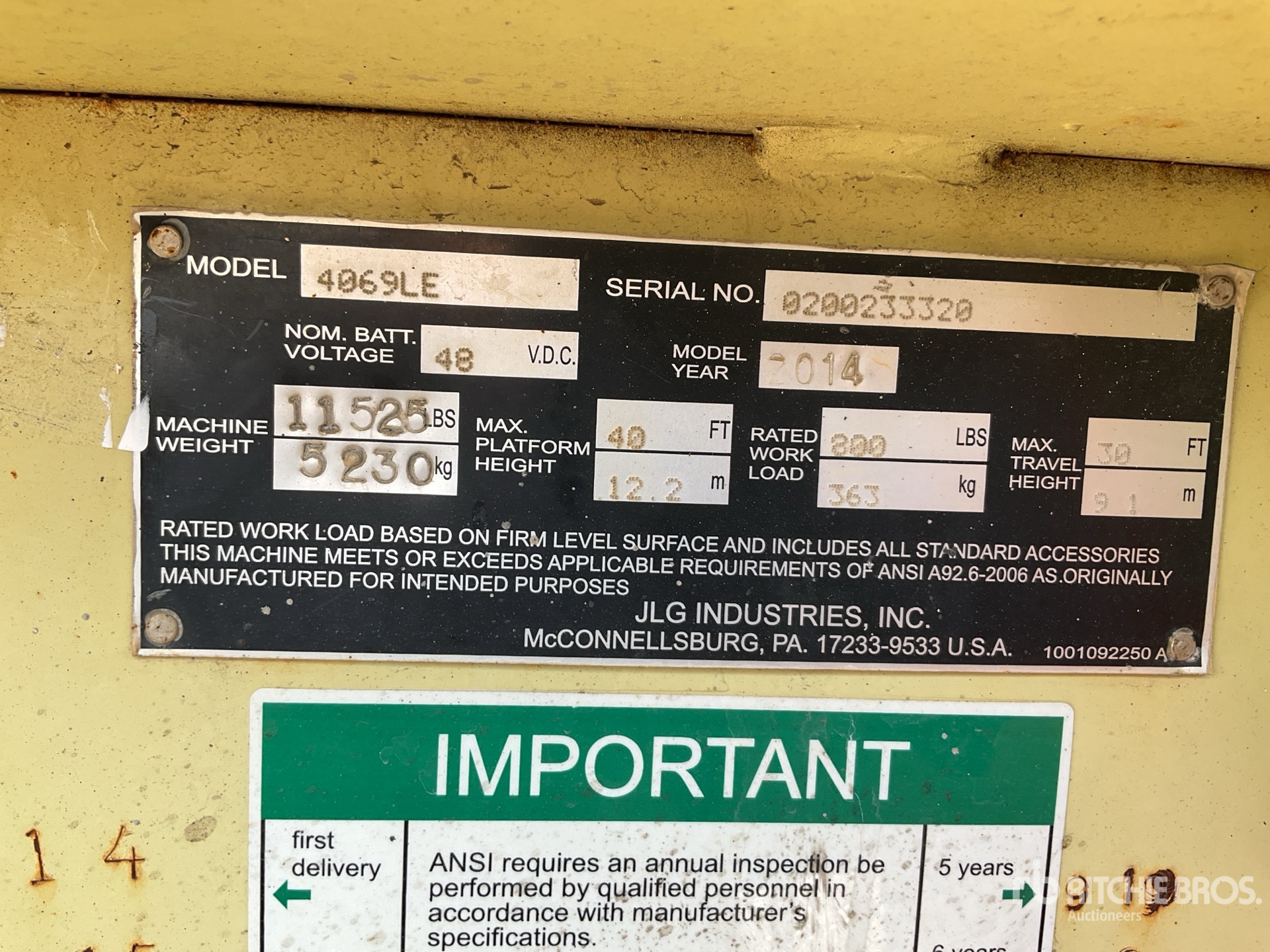 General Appearance with Serial Number / VIN