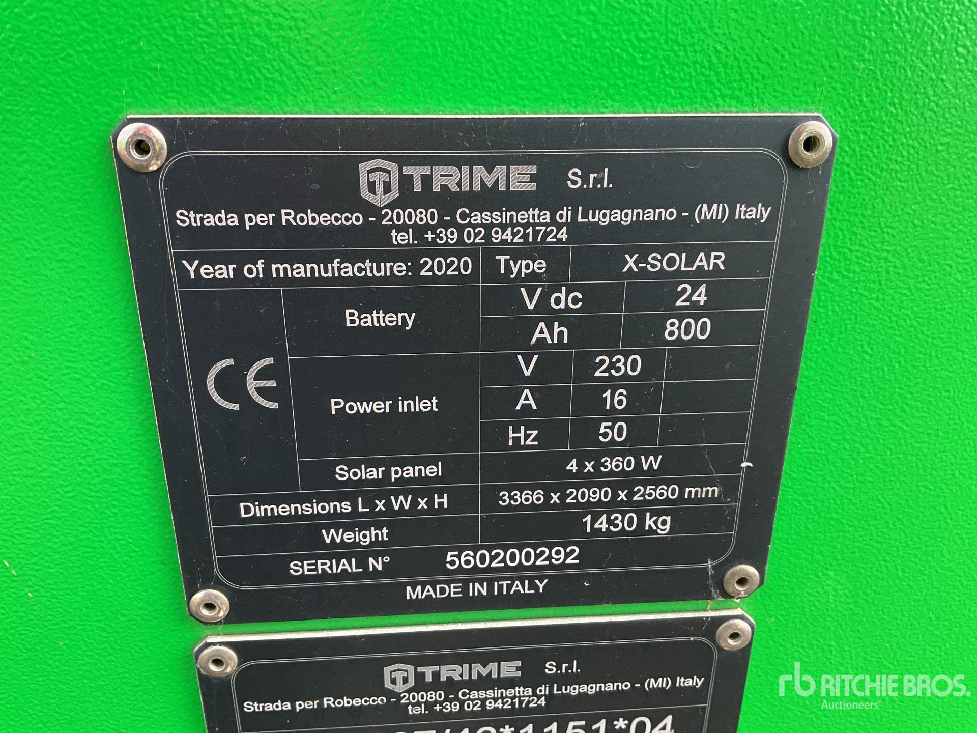 General Appearance with Serial Number / VIN