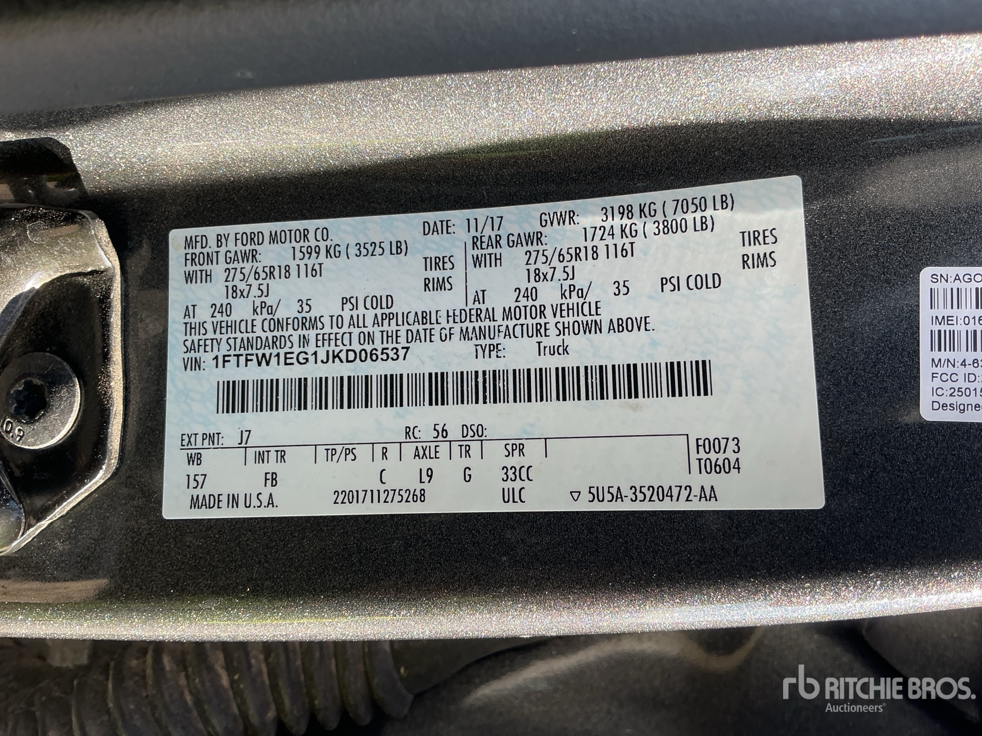 General Appearance with Serial Number / VIN