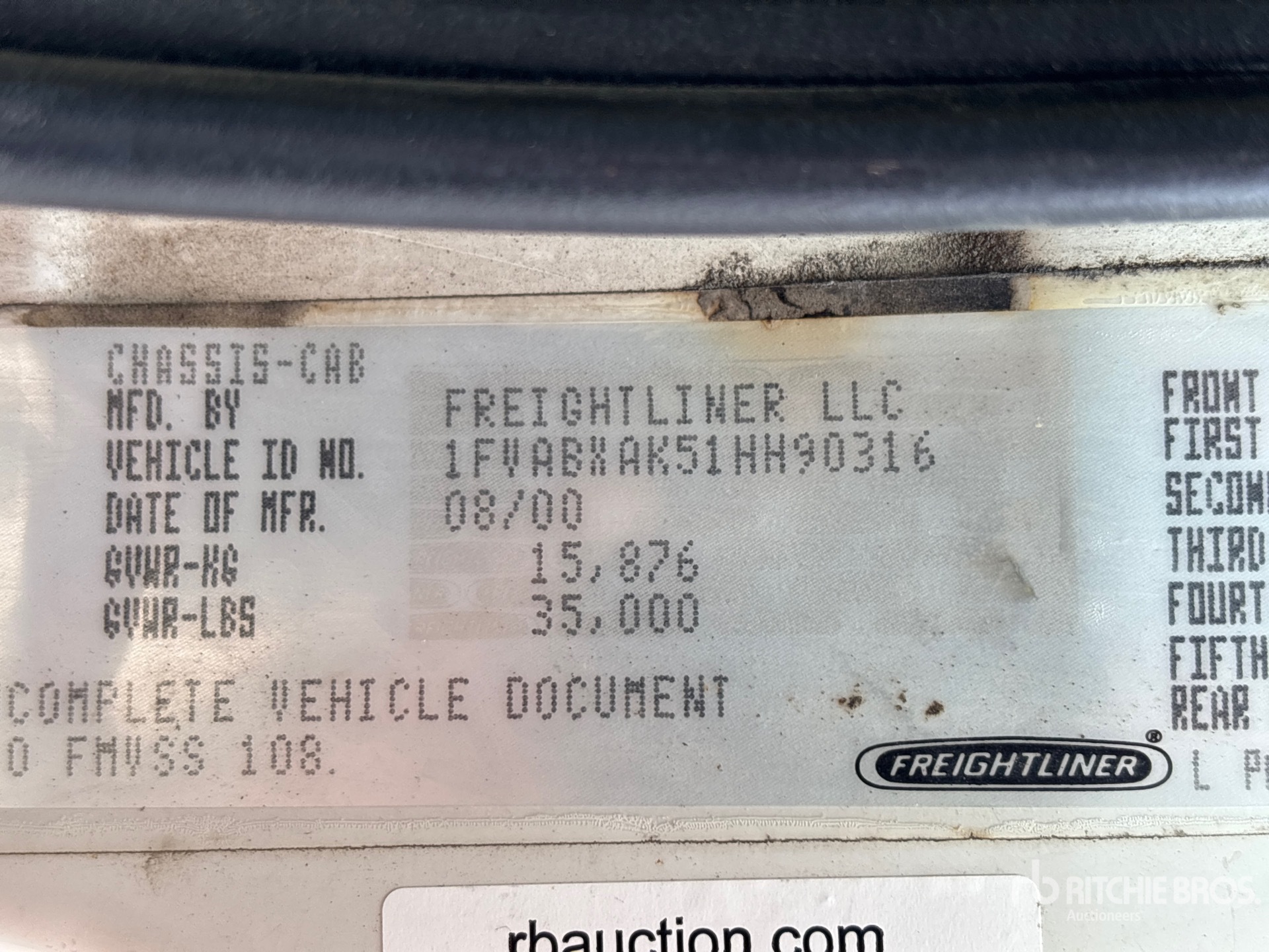 General Appearance with Serial Number / VIN