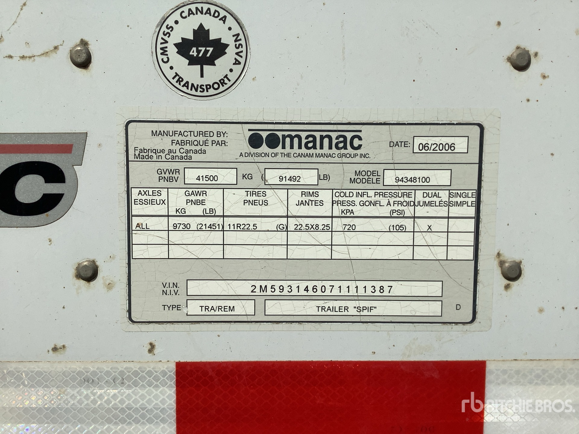 General Appearance with Serial Number / VIN