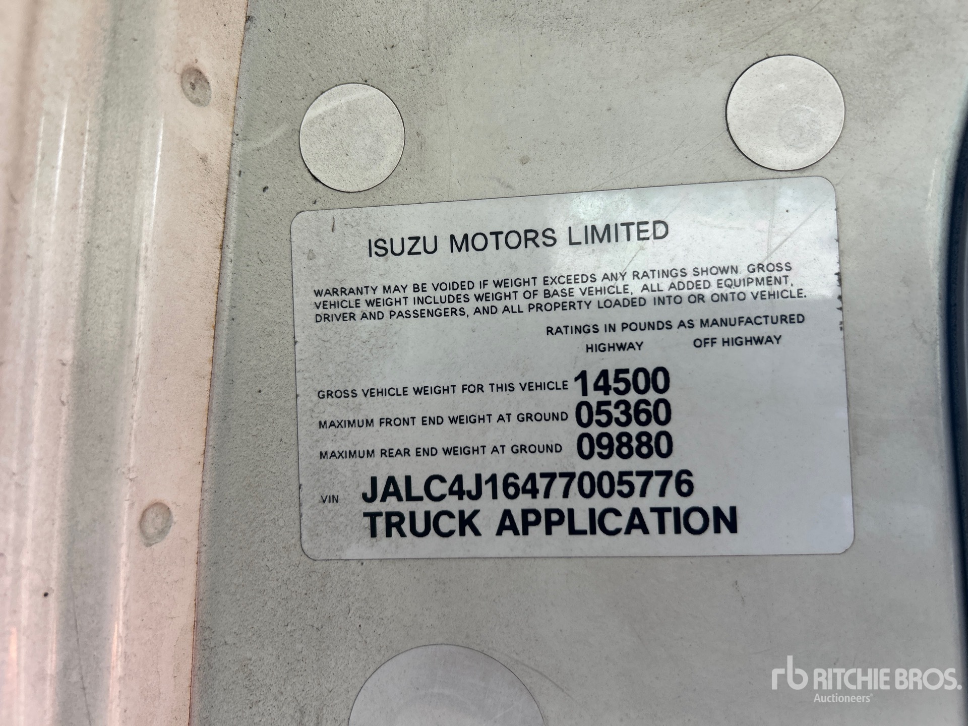 General Appearance with Serial Number / VIN