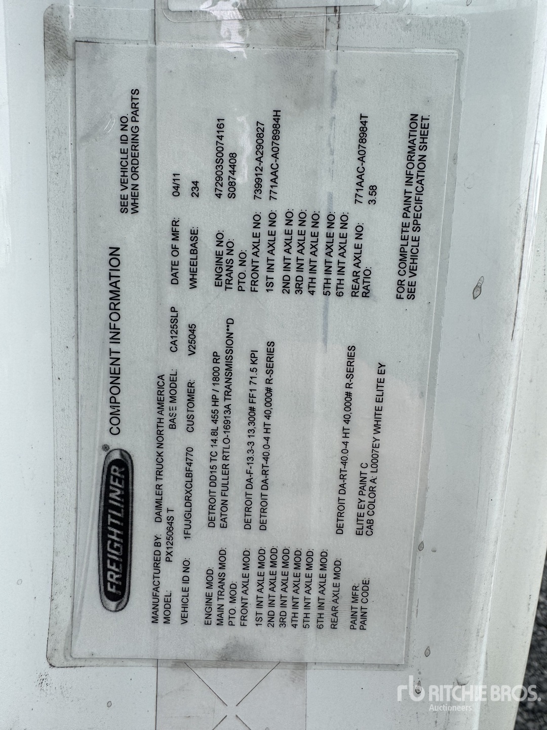 General Appearance with Serial Number / VIN