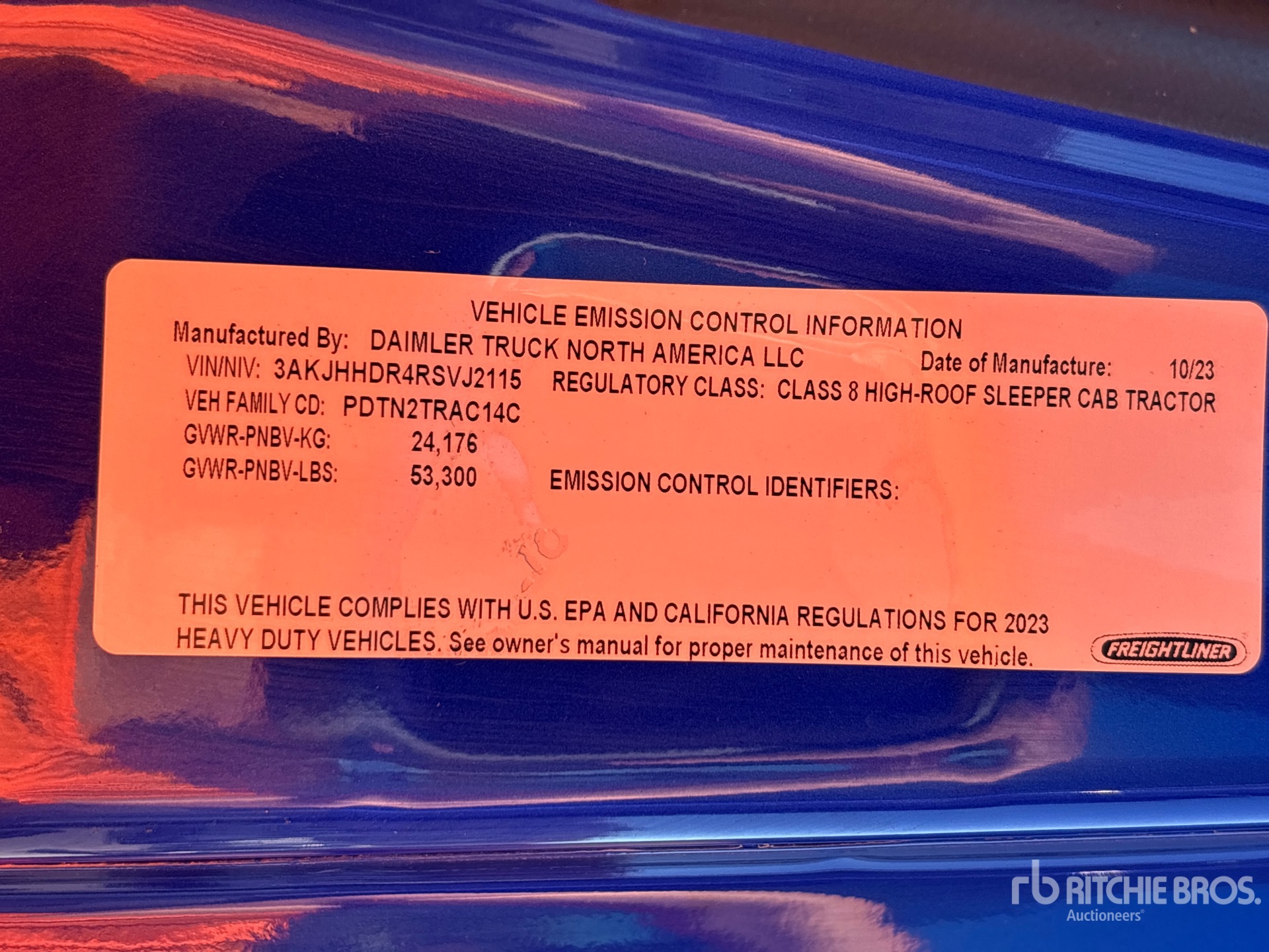 General Appearance with Serial Number / VIN