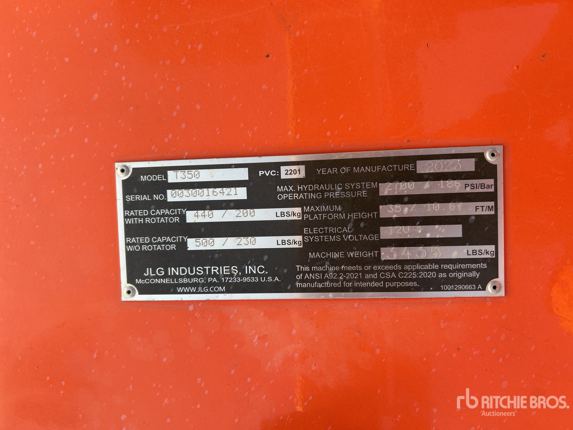 General Appearance with Serial Number / VIN