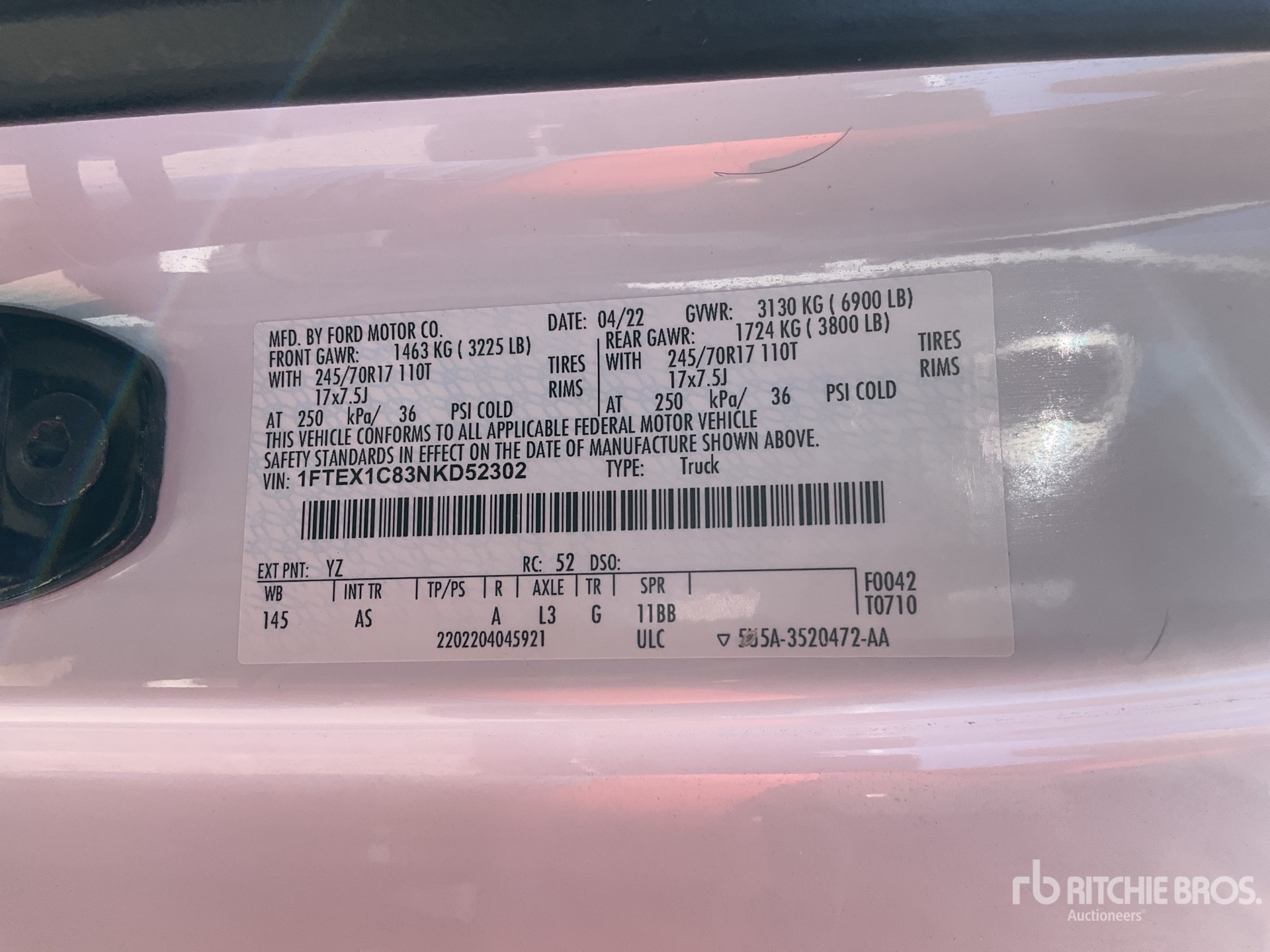 General Appearance with Serial Number / VIN