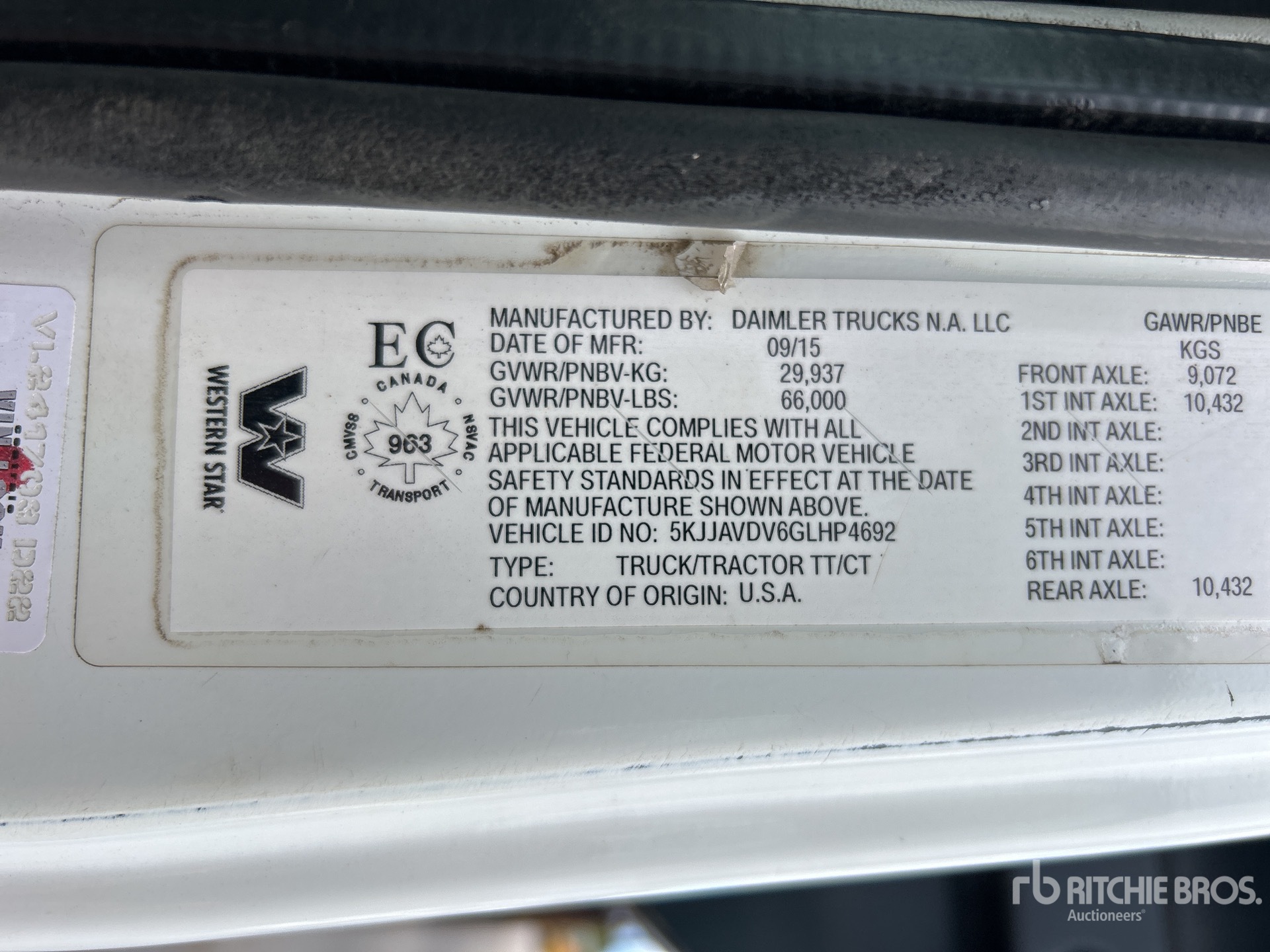 General Appearance with Serial Number / VIN