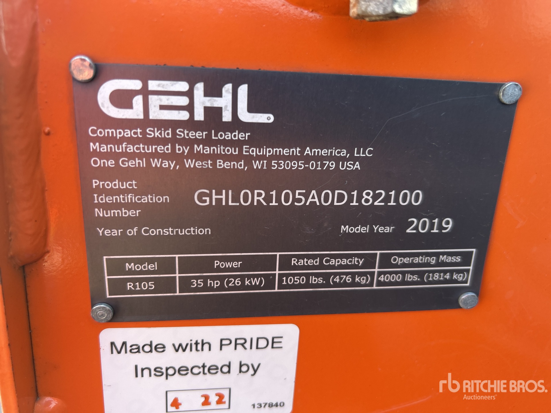 General Appearance with Serial Number / VIN