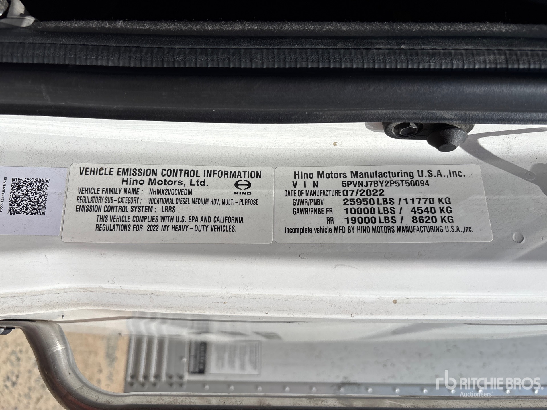 General Appearance with Serial Number / VIN