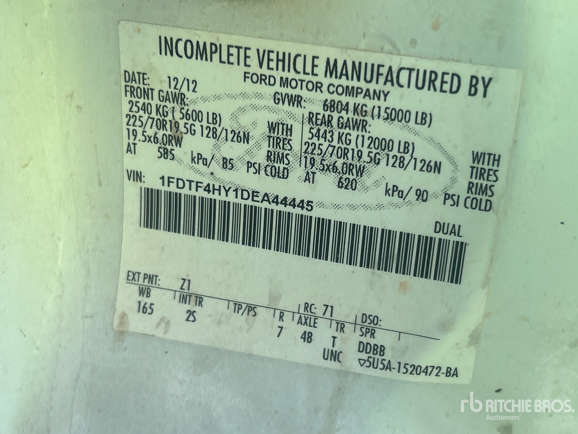 General Appearance with Serial Number / VIN