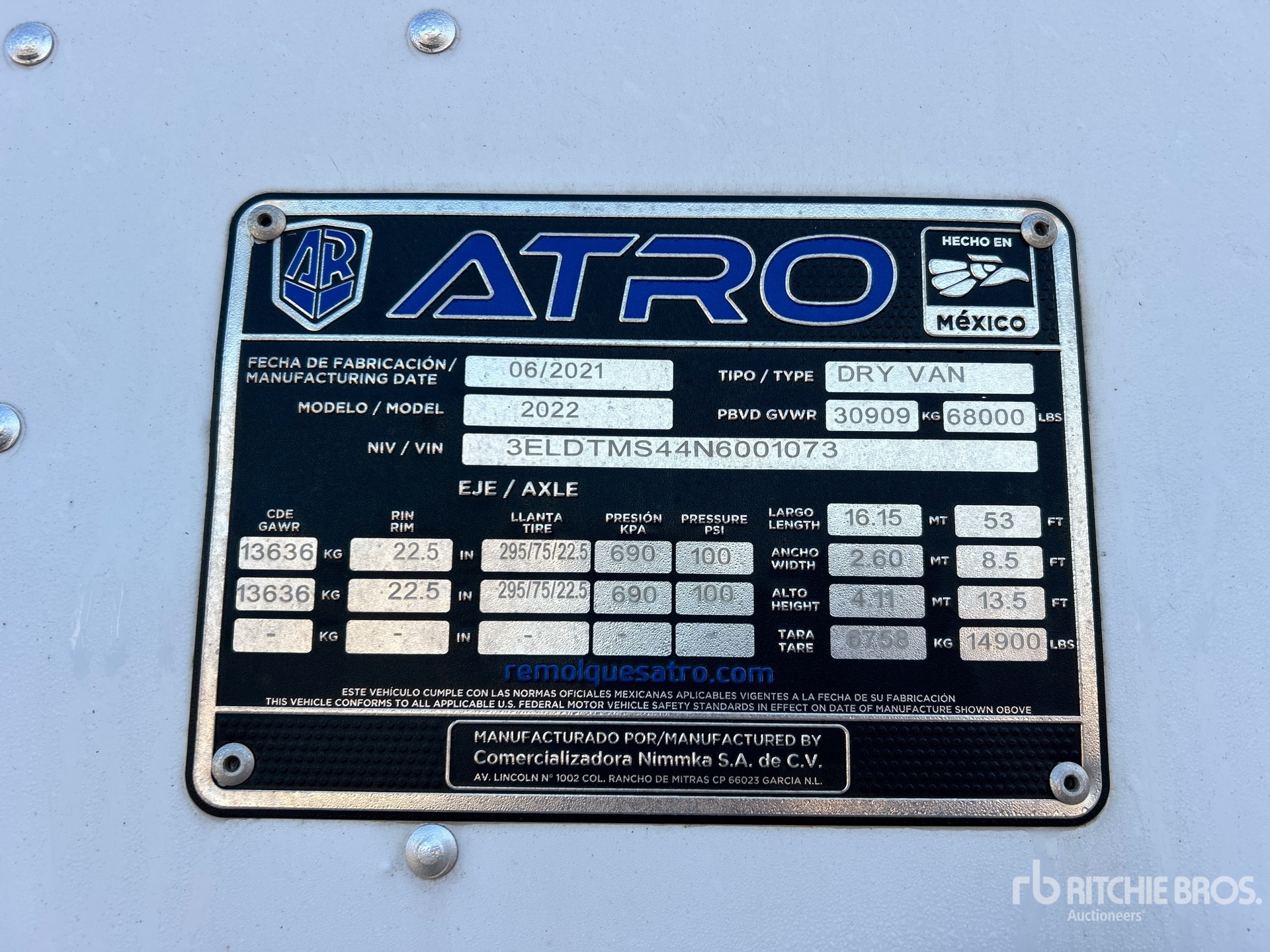 General Appearance with Serial Number / VIN