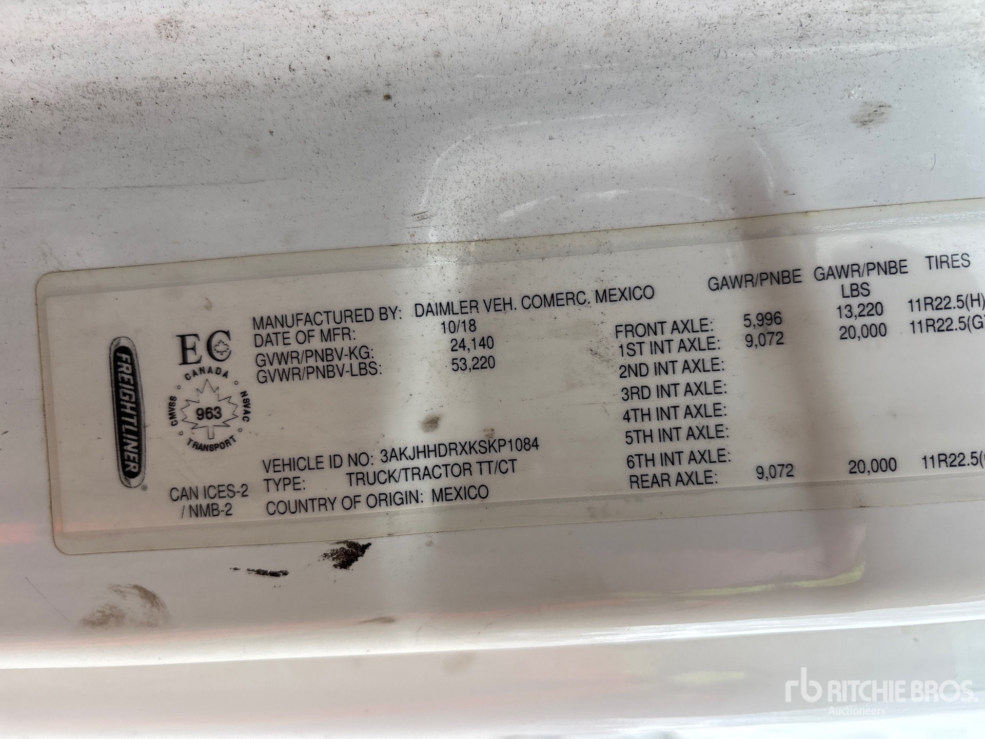 General Appearance with Serial Number / VIN