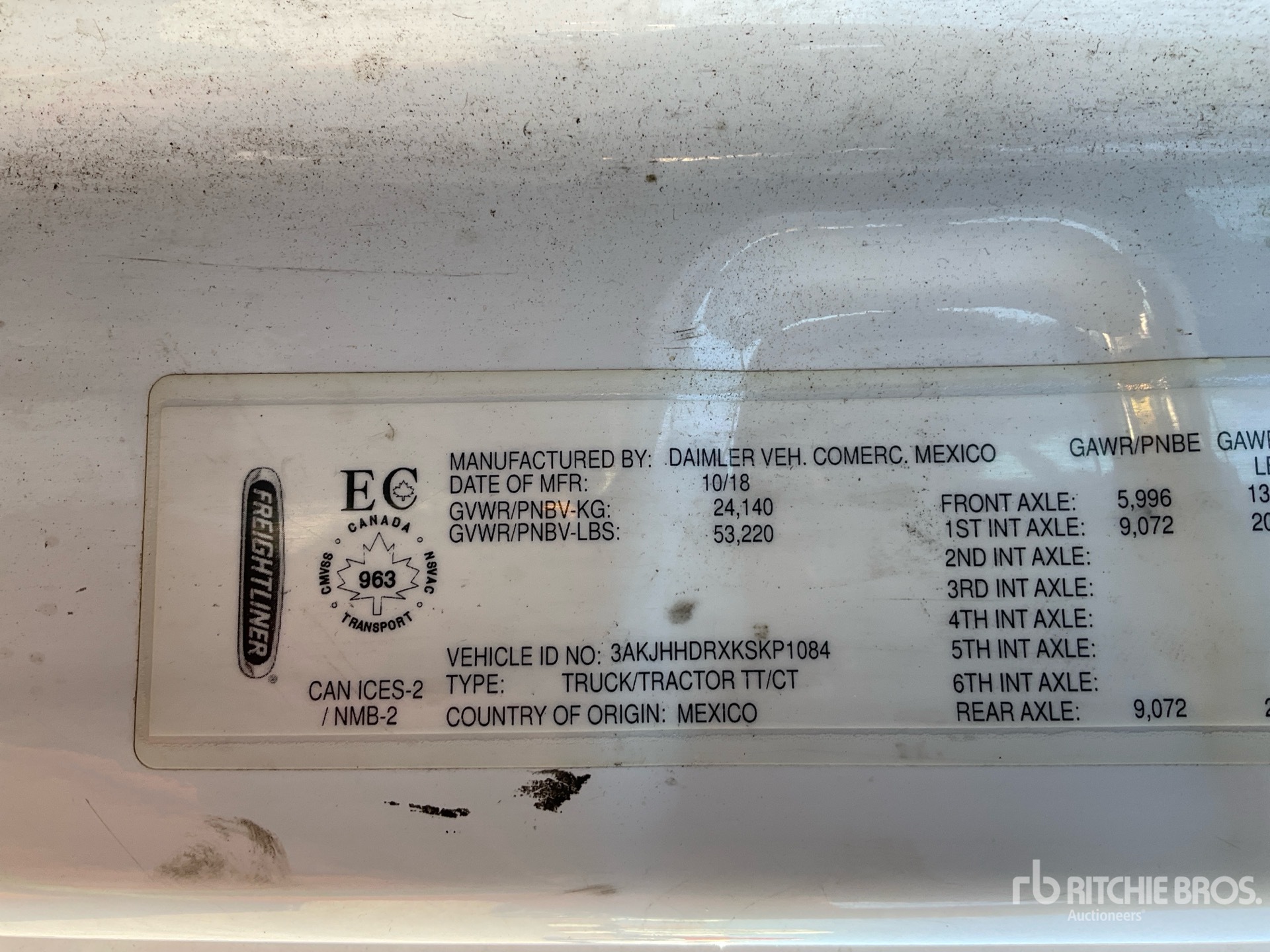 General Appearance with Serial Number / VIN
