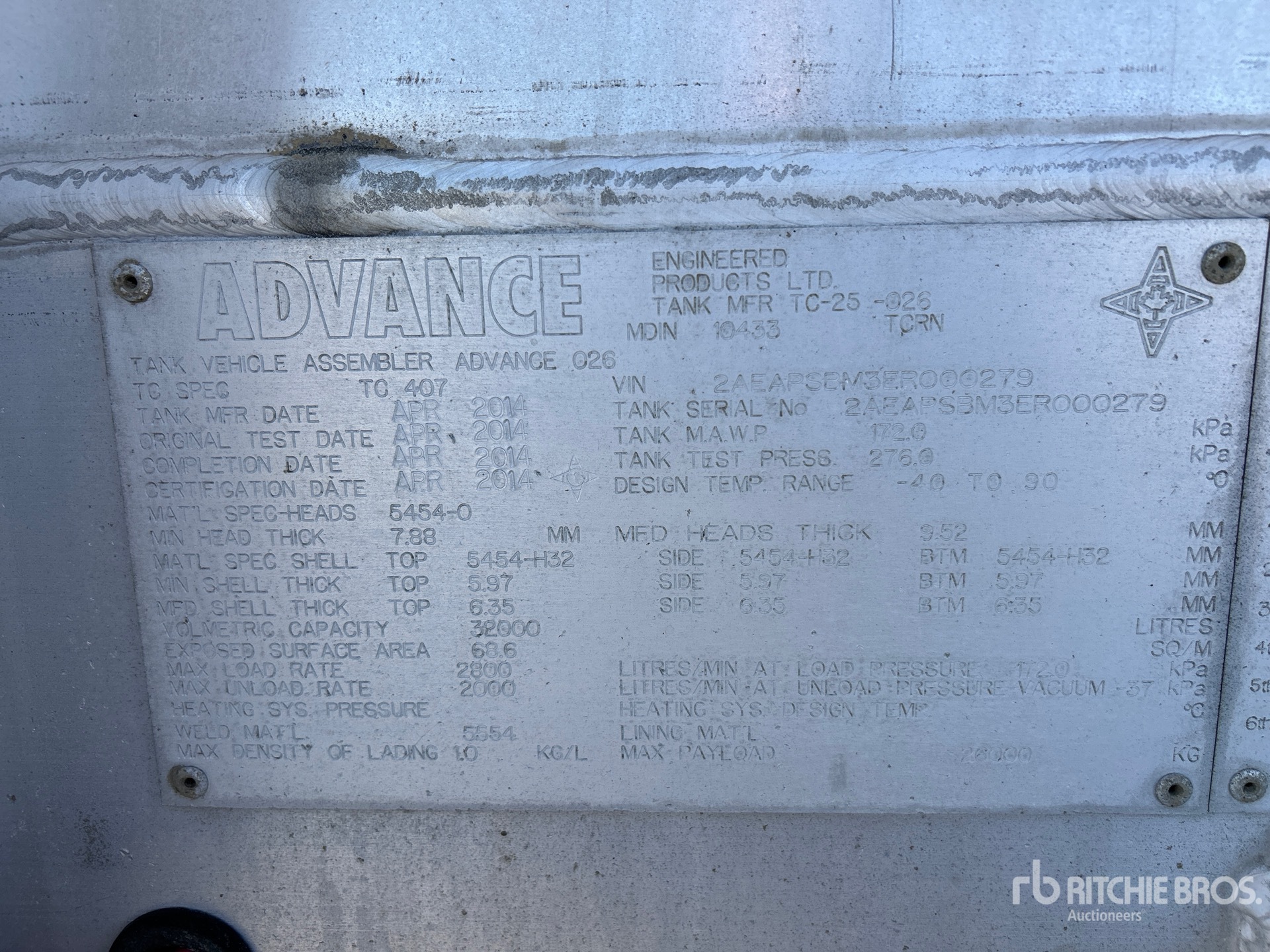 General Appearance with Serial Number / VIN