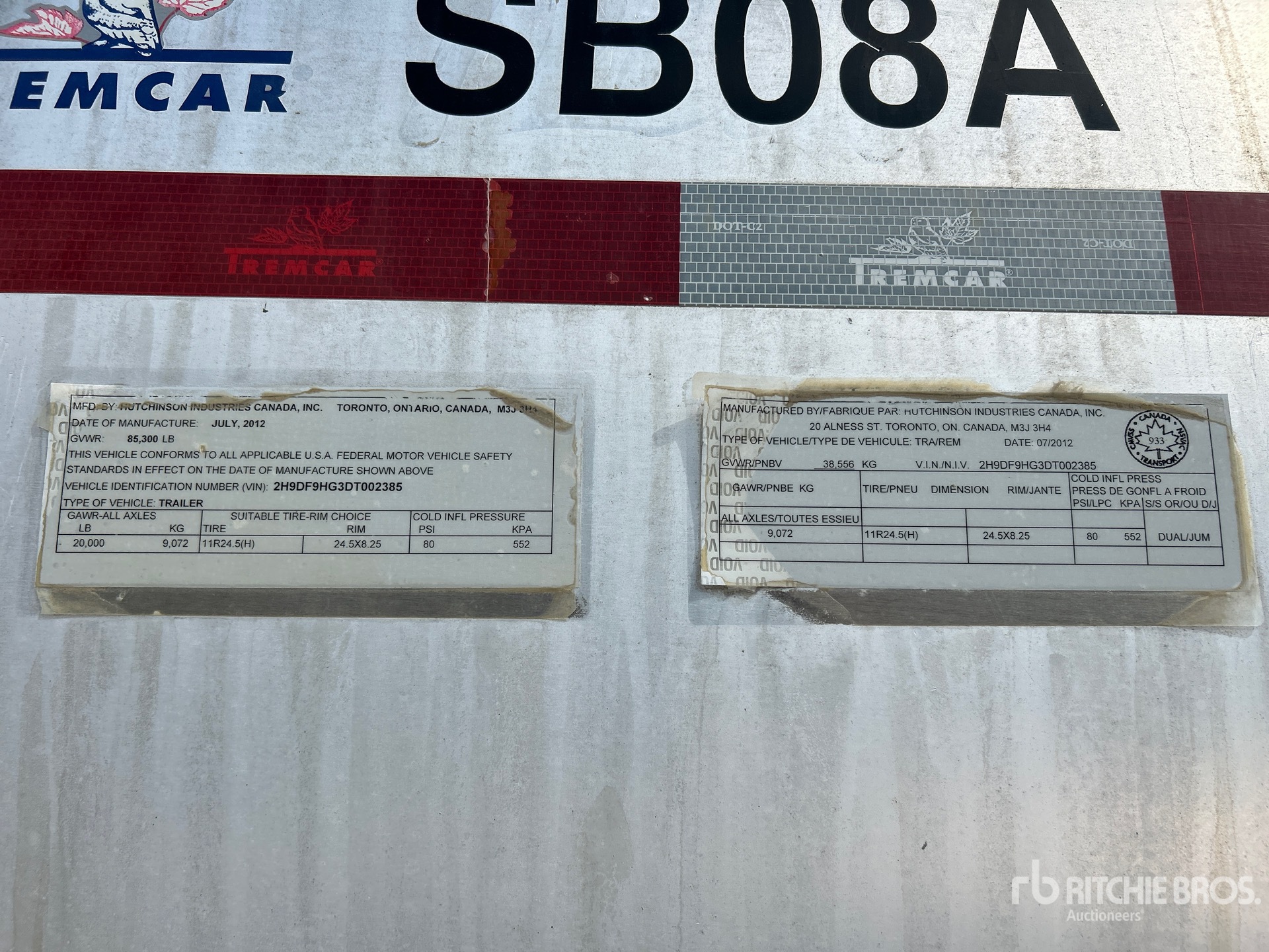 General Appearance with Serial Number / VIN