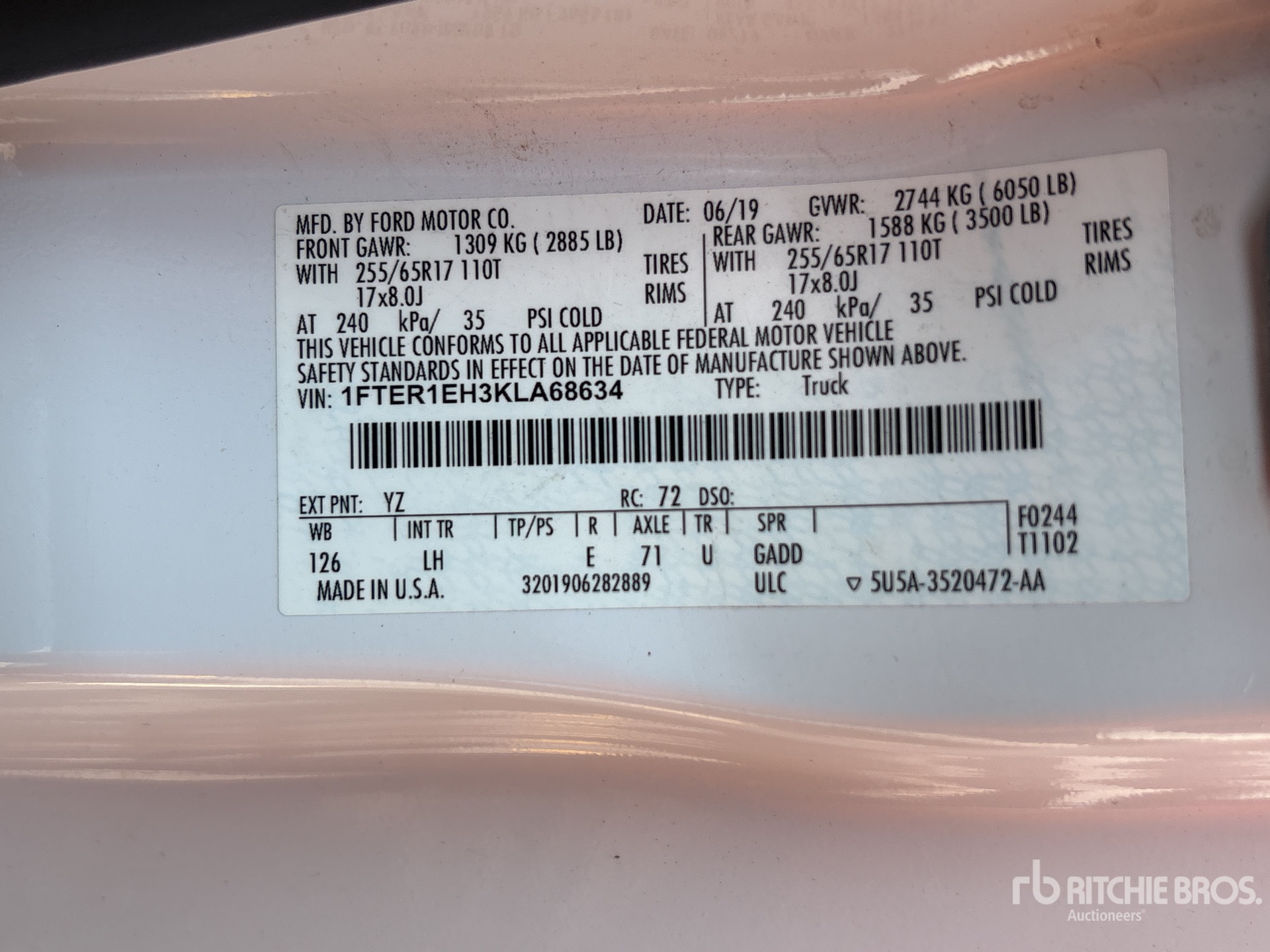 General Appearance with Serial Number / VIN