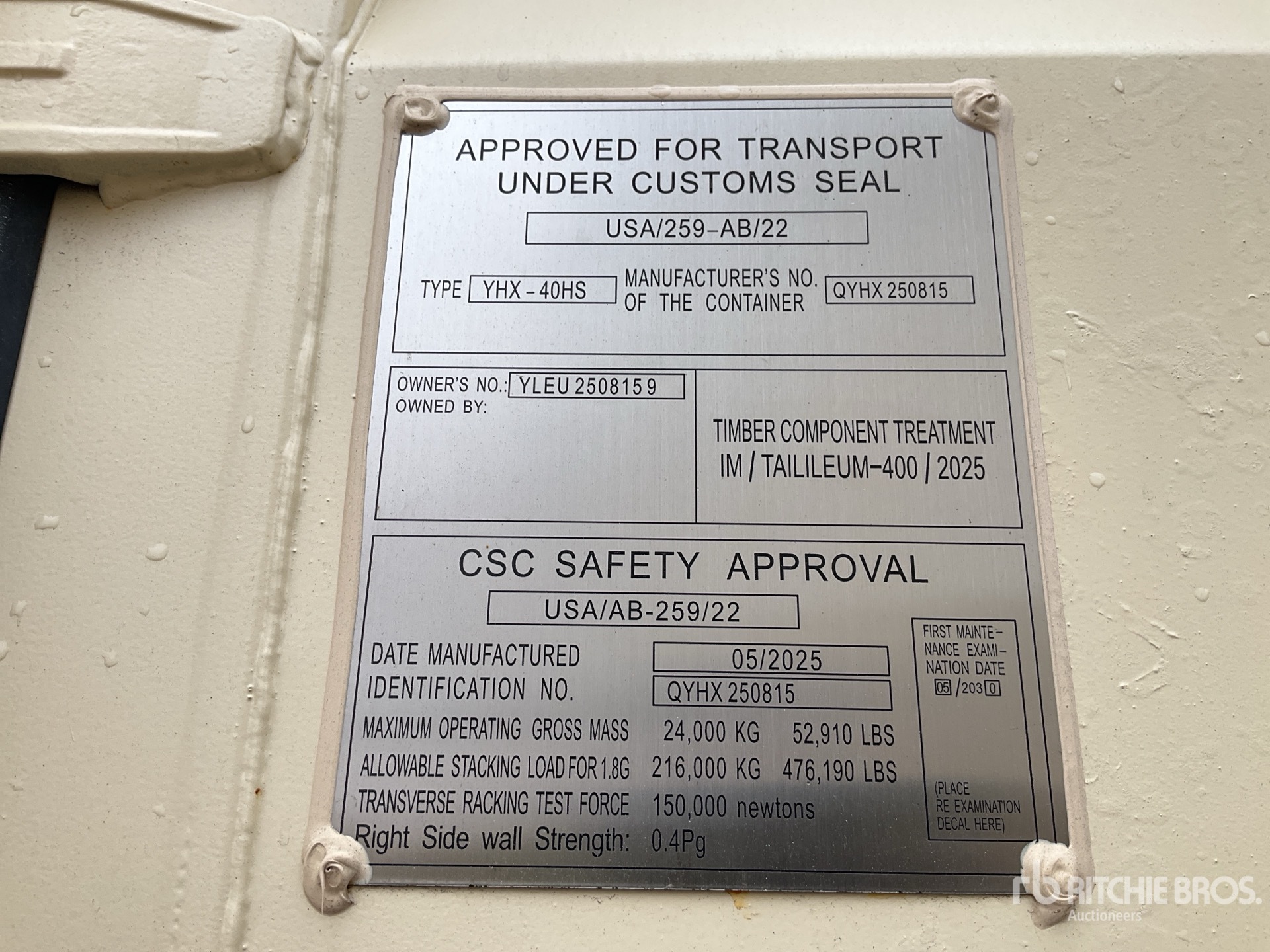 General Appearance with Serial Number / VIN