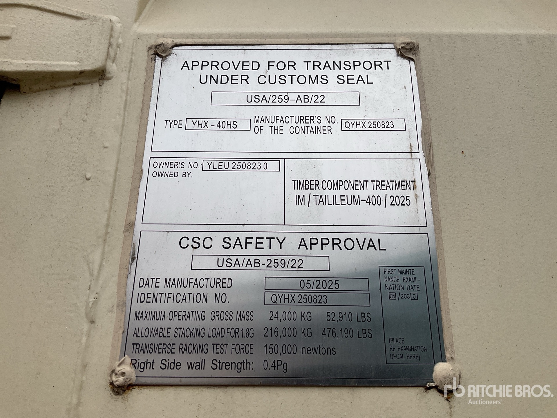 General Appearance with Serial Number / VIN