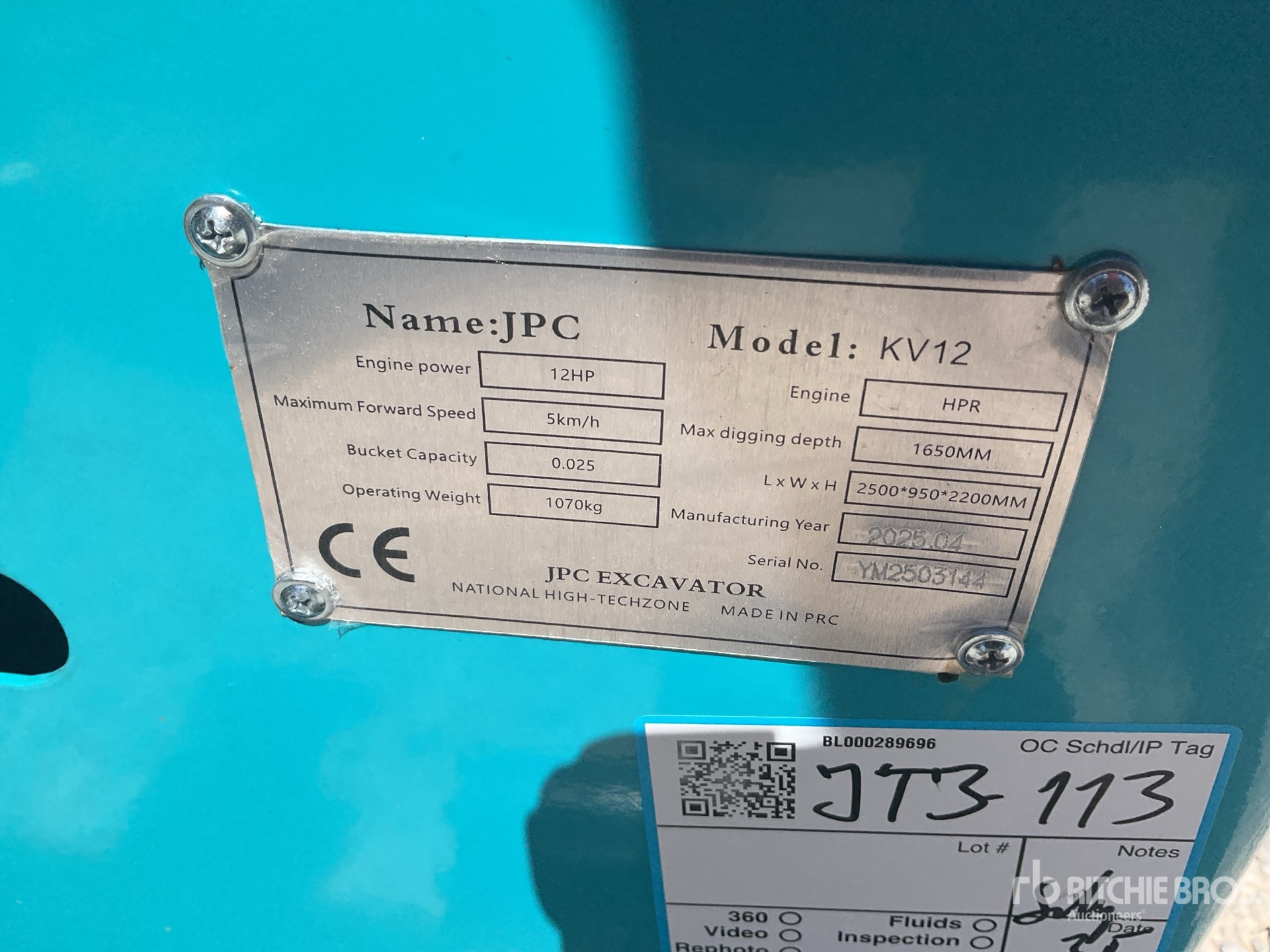 General Appearance with Serial Number / VIN