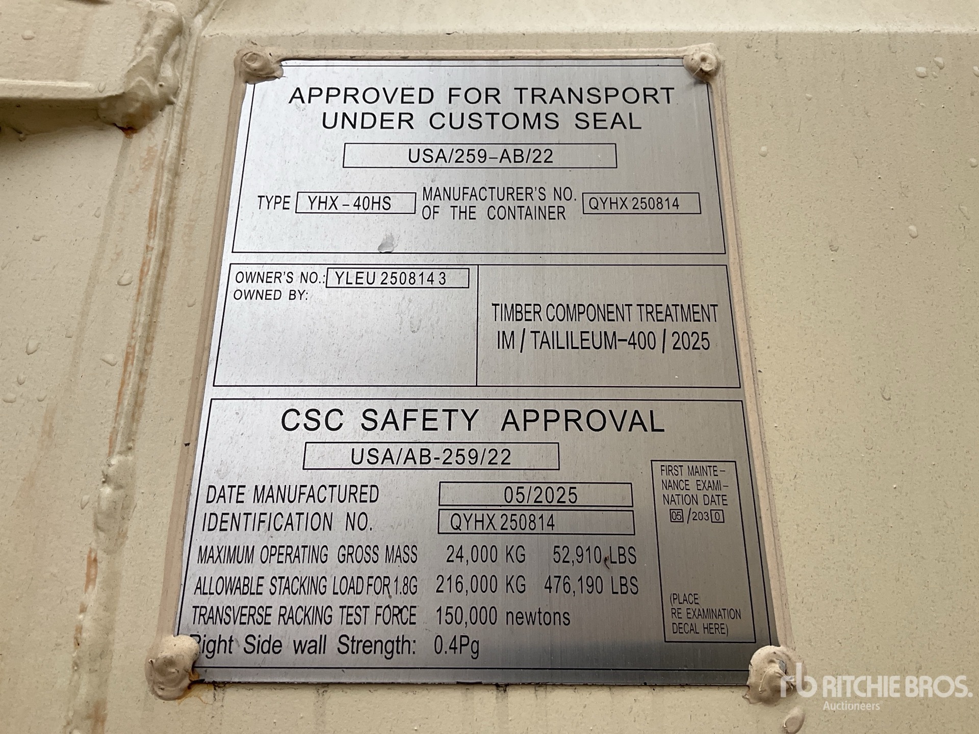 General Appearance with Serial Number / VIN