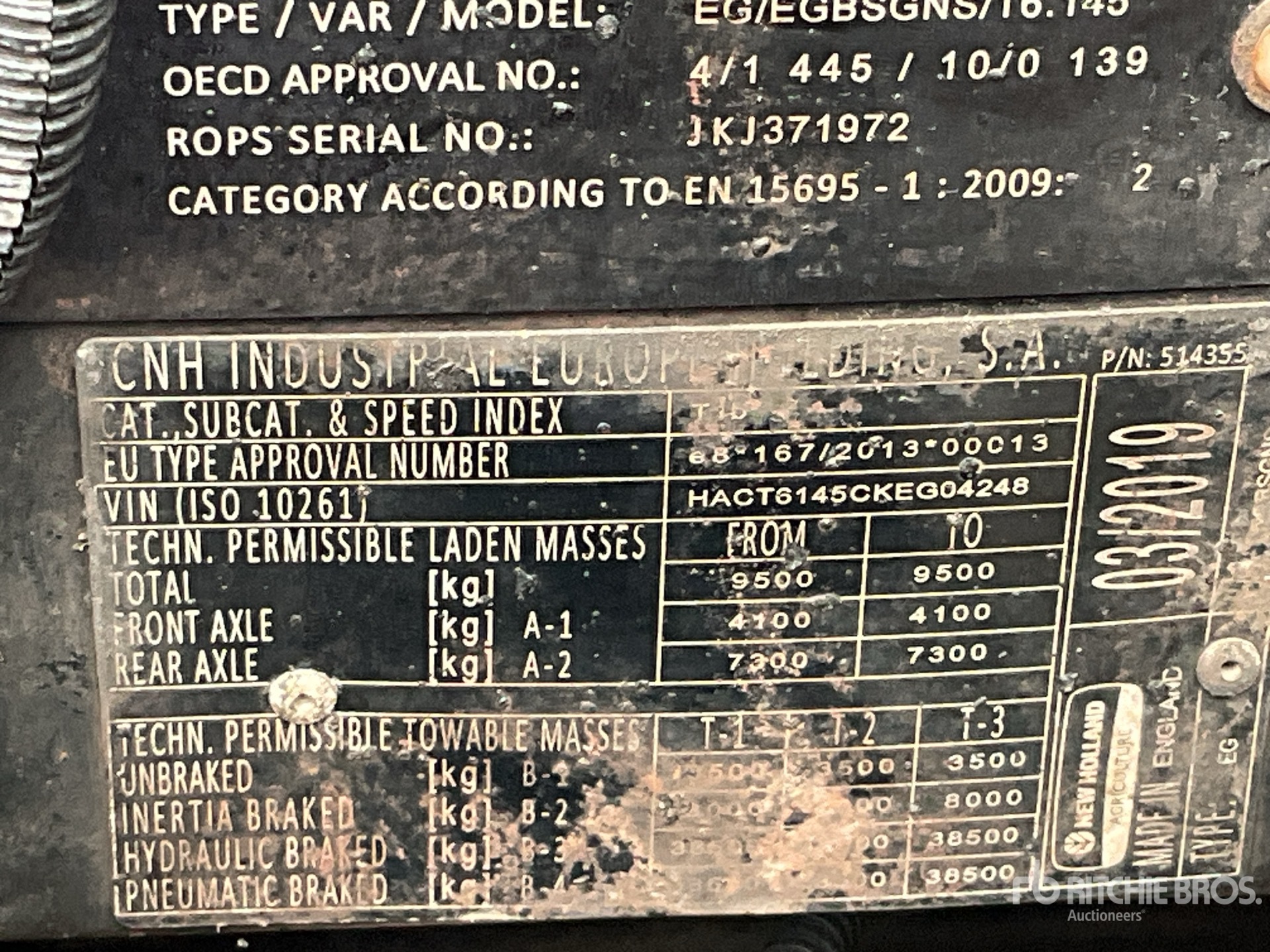 General Appearance with Serial Number / VIN