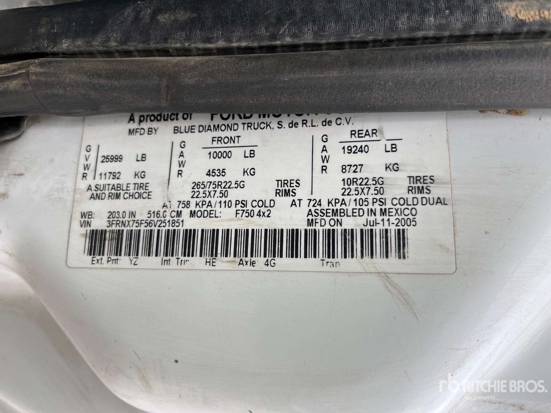 General Appearance with Serial Number / VIN
