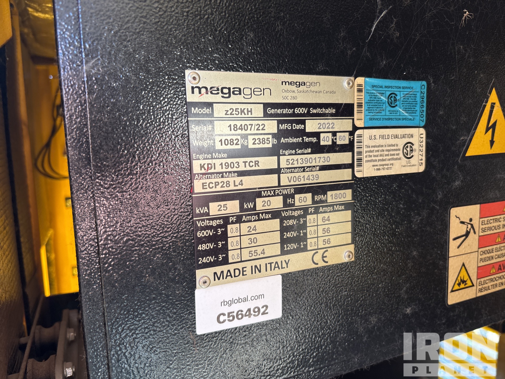 General Appearance with Serial Number / VIN