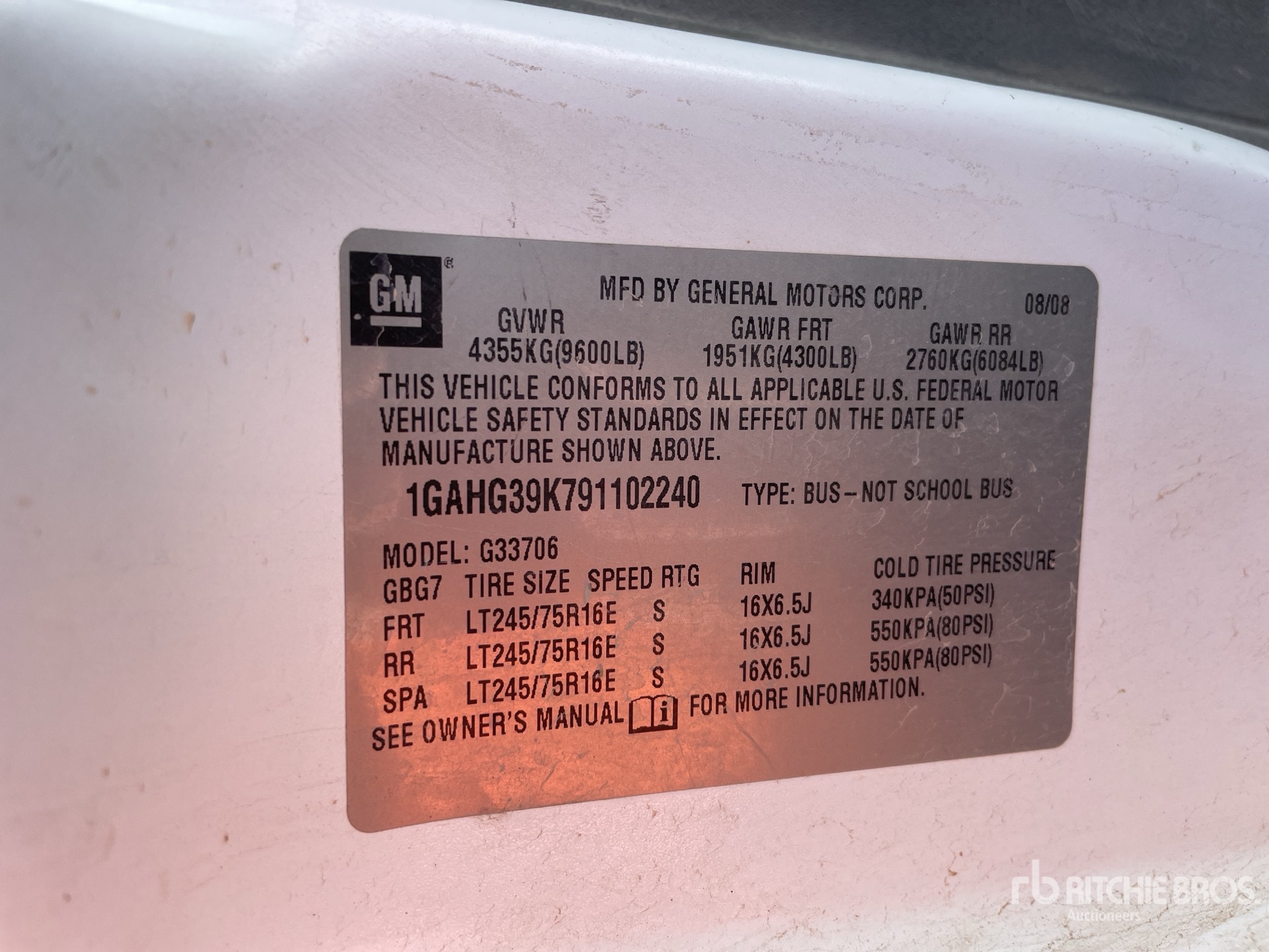 General Appearance with Serial Number / VIN