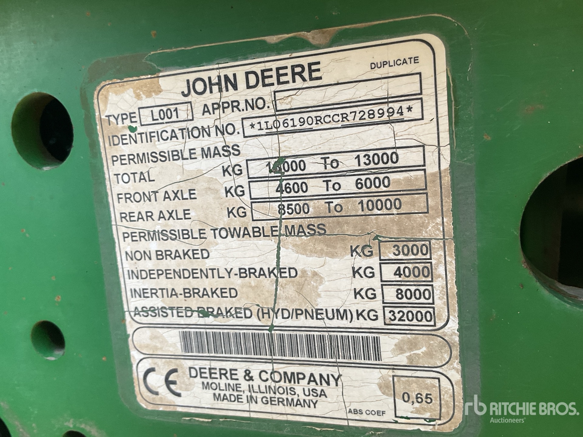 General Appearance with Serial Number / VIN
