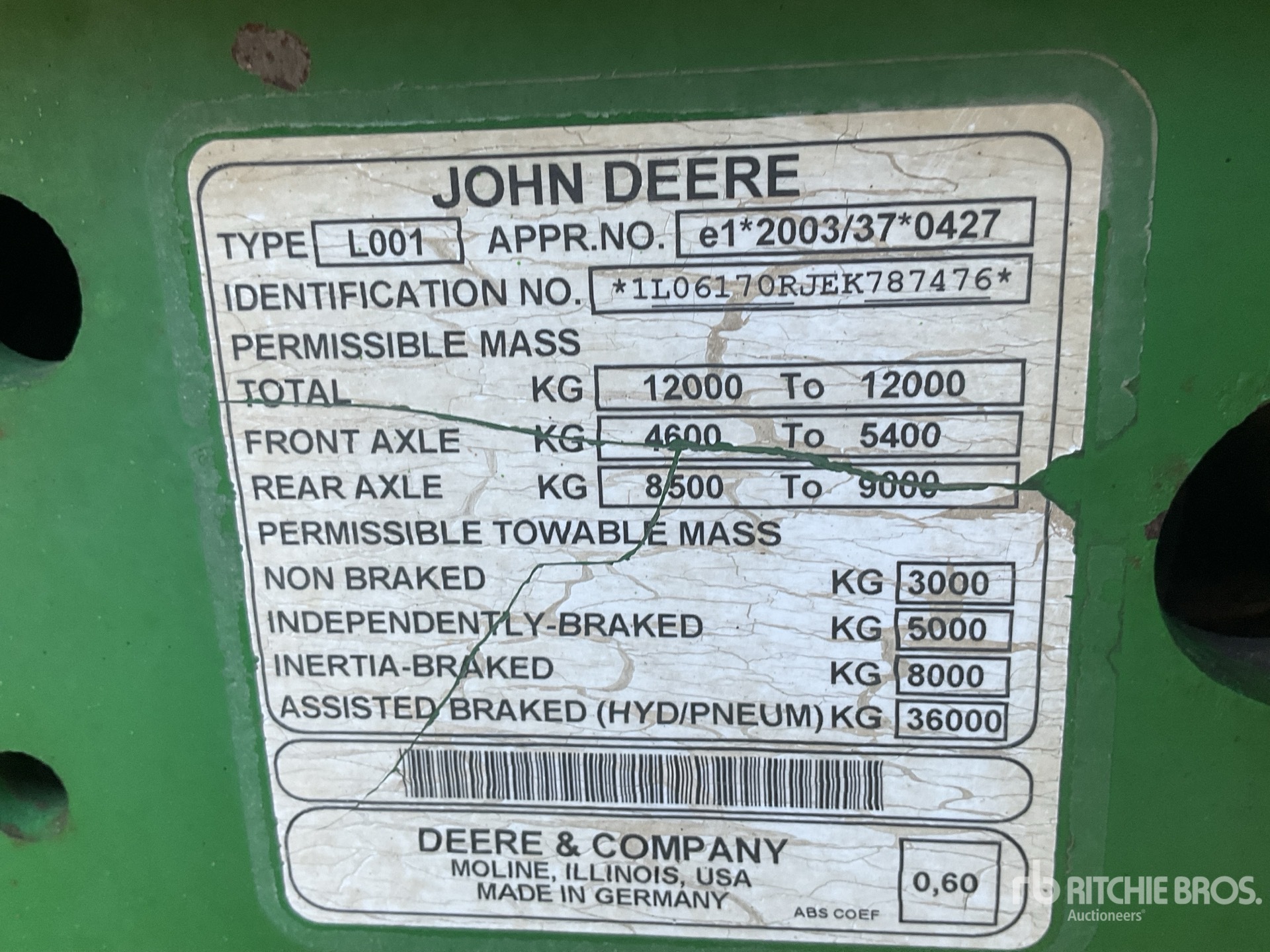 General Appearance with Serial Number / VIN
