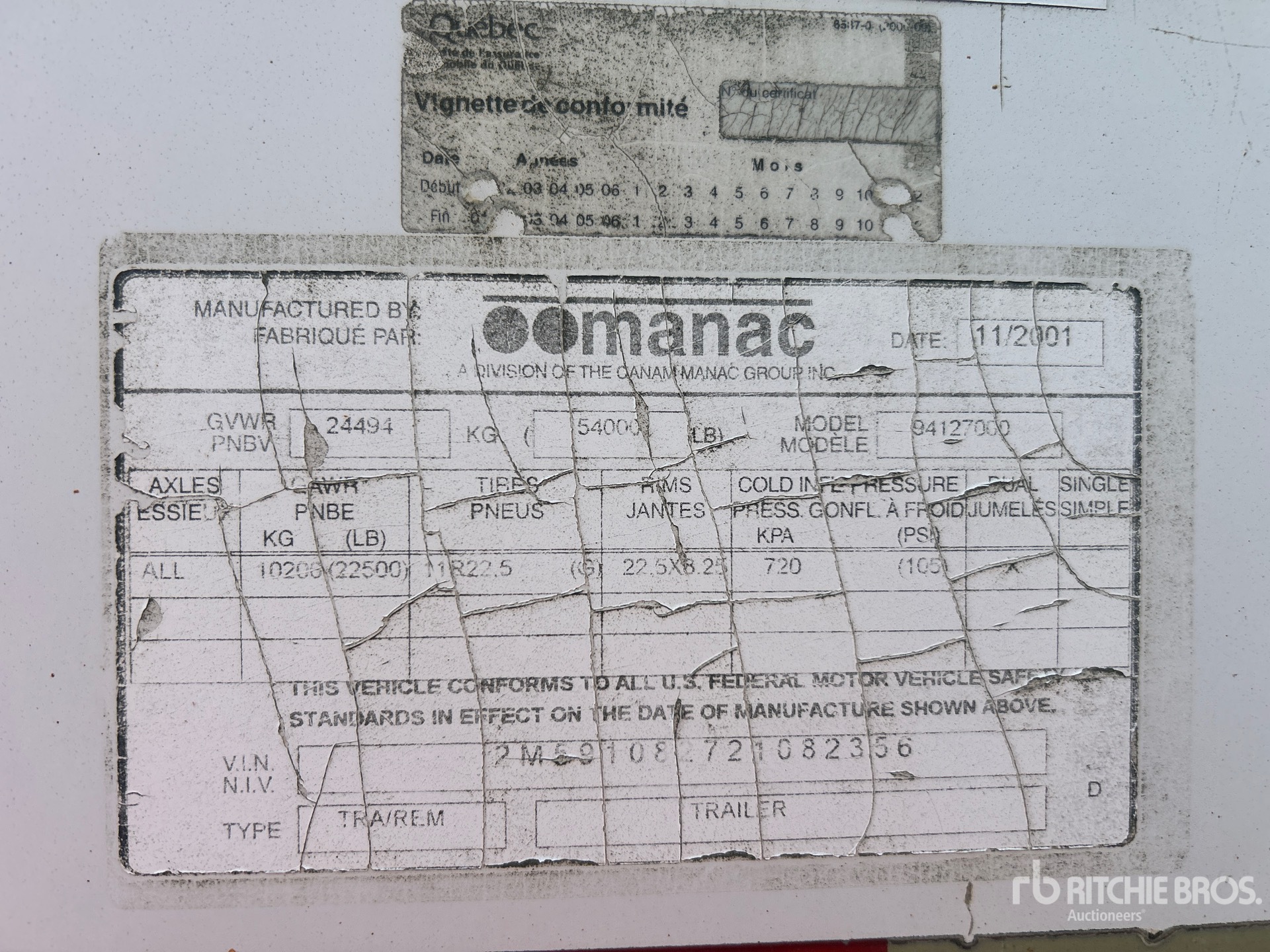 General Appearance with Serial Number / VIN