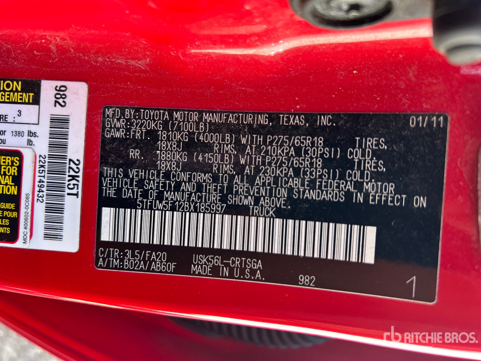 General Appearance with Serial Number / VIN