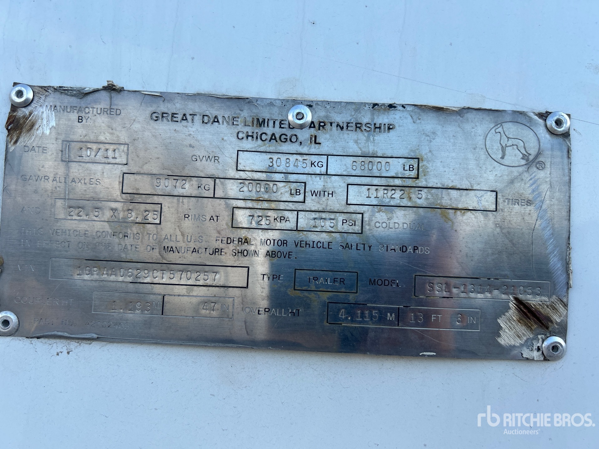 General Appearance with Serial Number / VIN