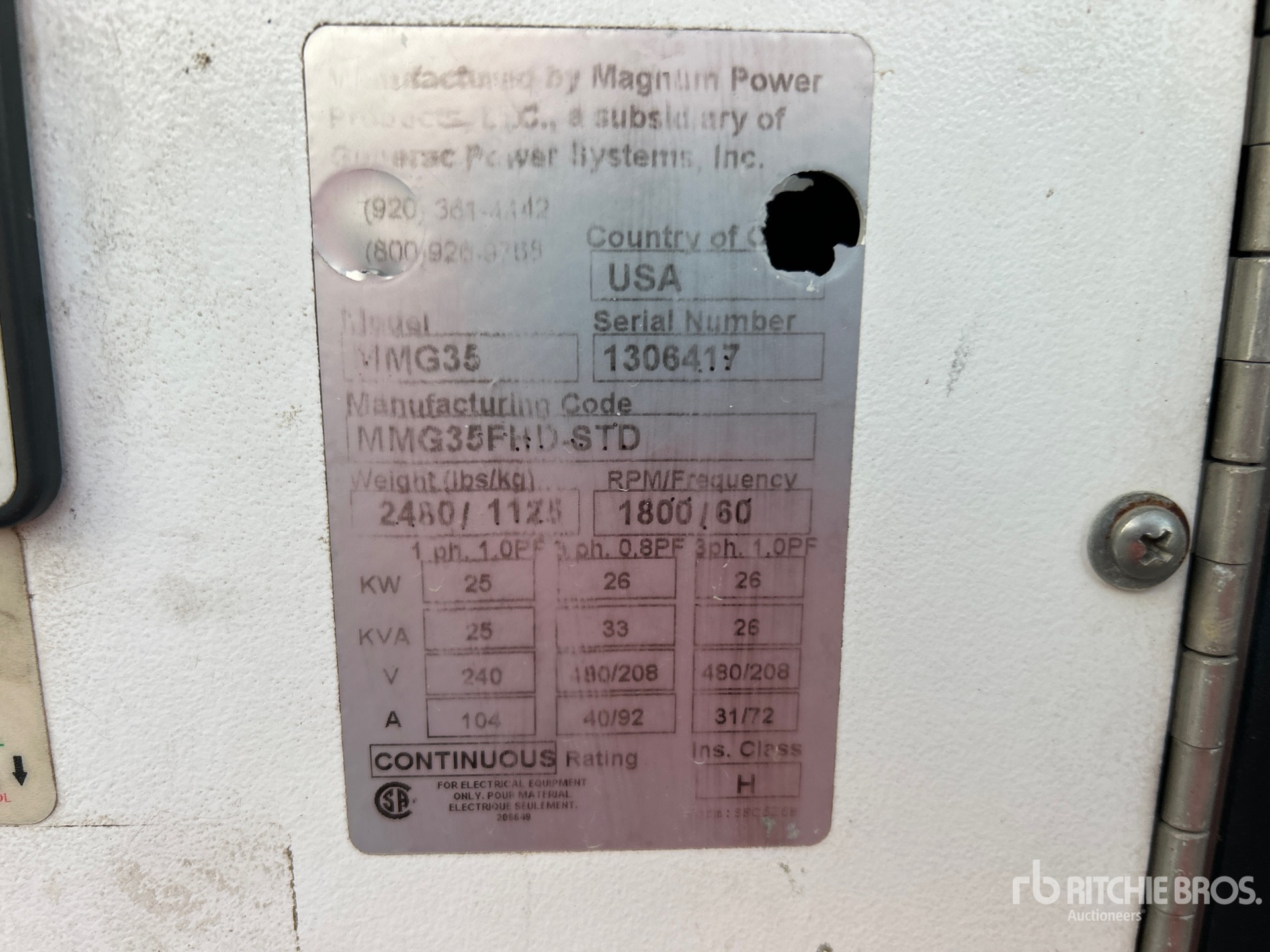 General Appearance with Unit Serial Number