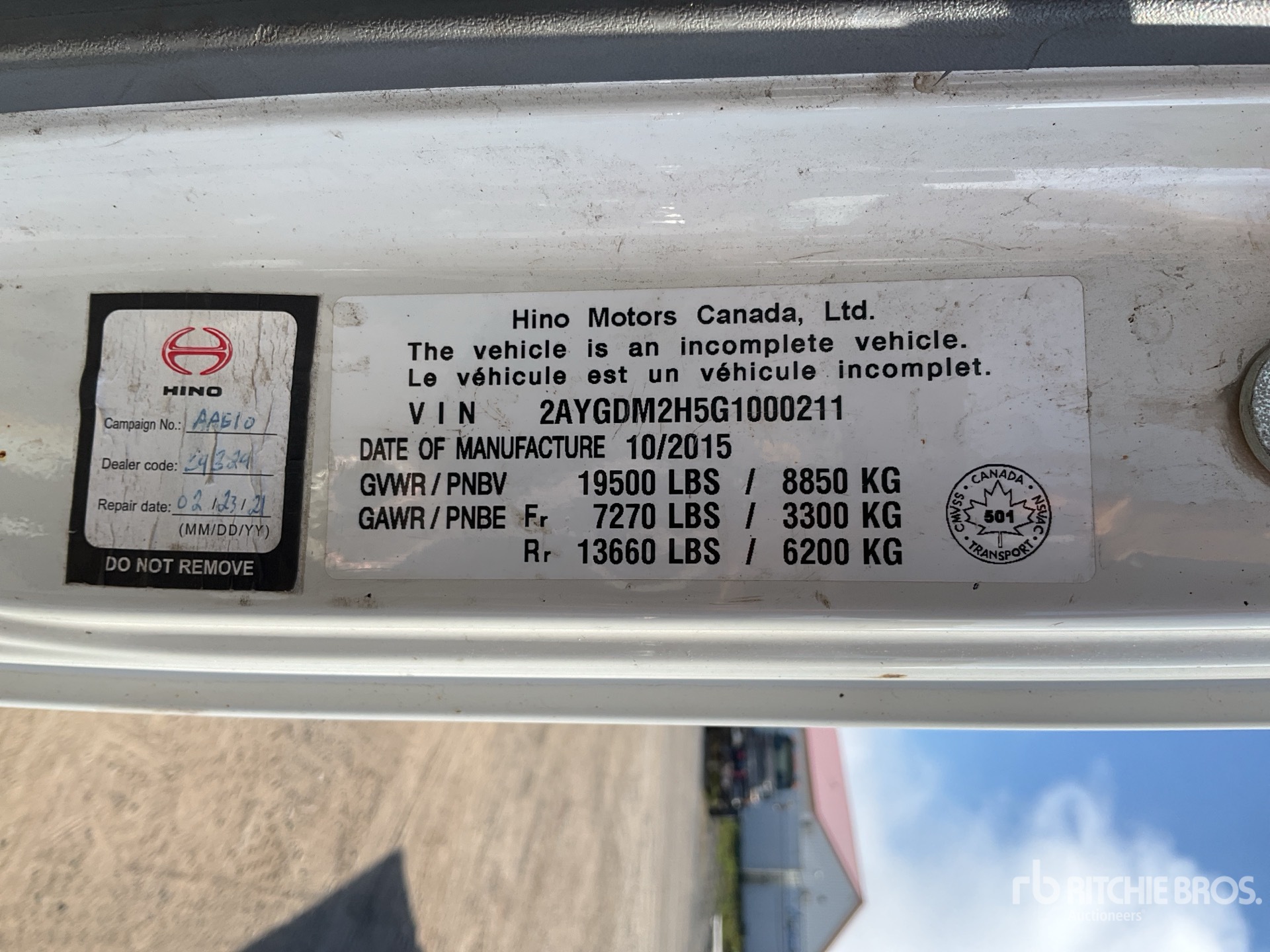 General Appearance with Serial Number / VIN