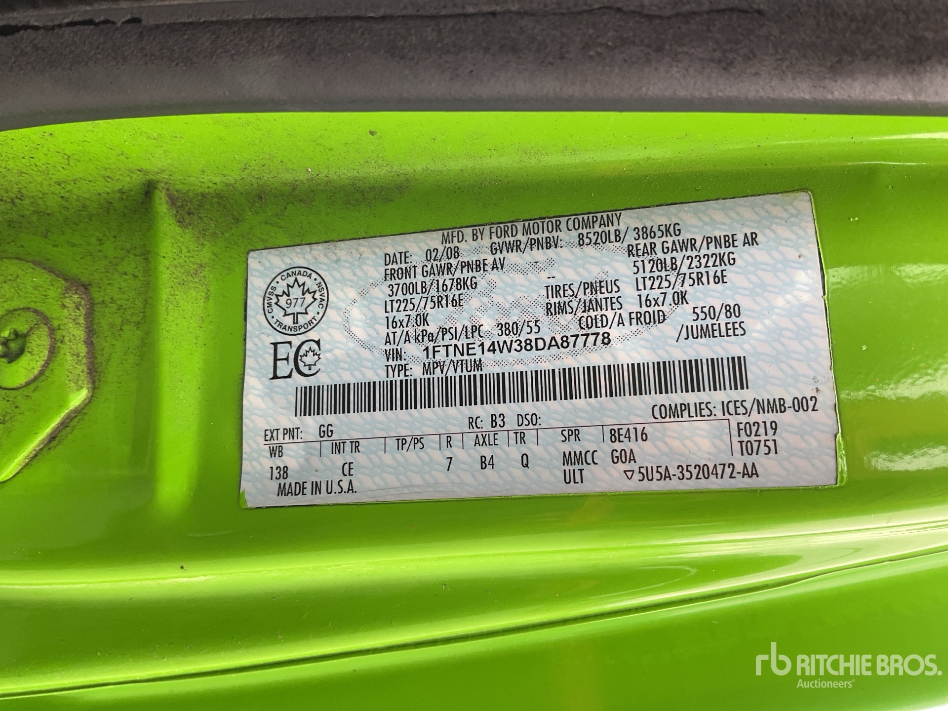 General Appearance with Serial Number / VIN