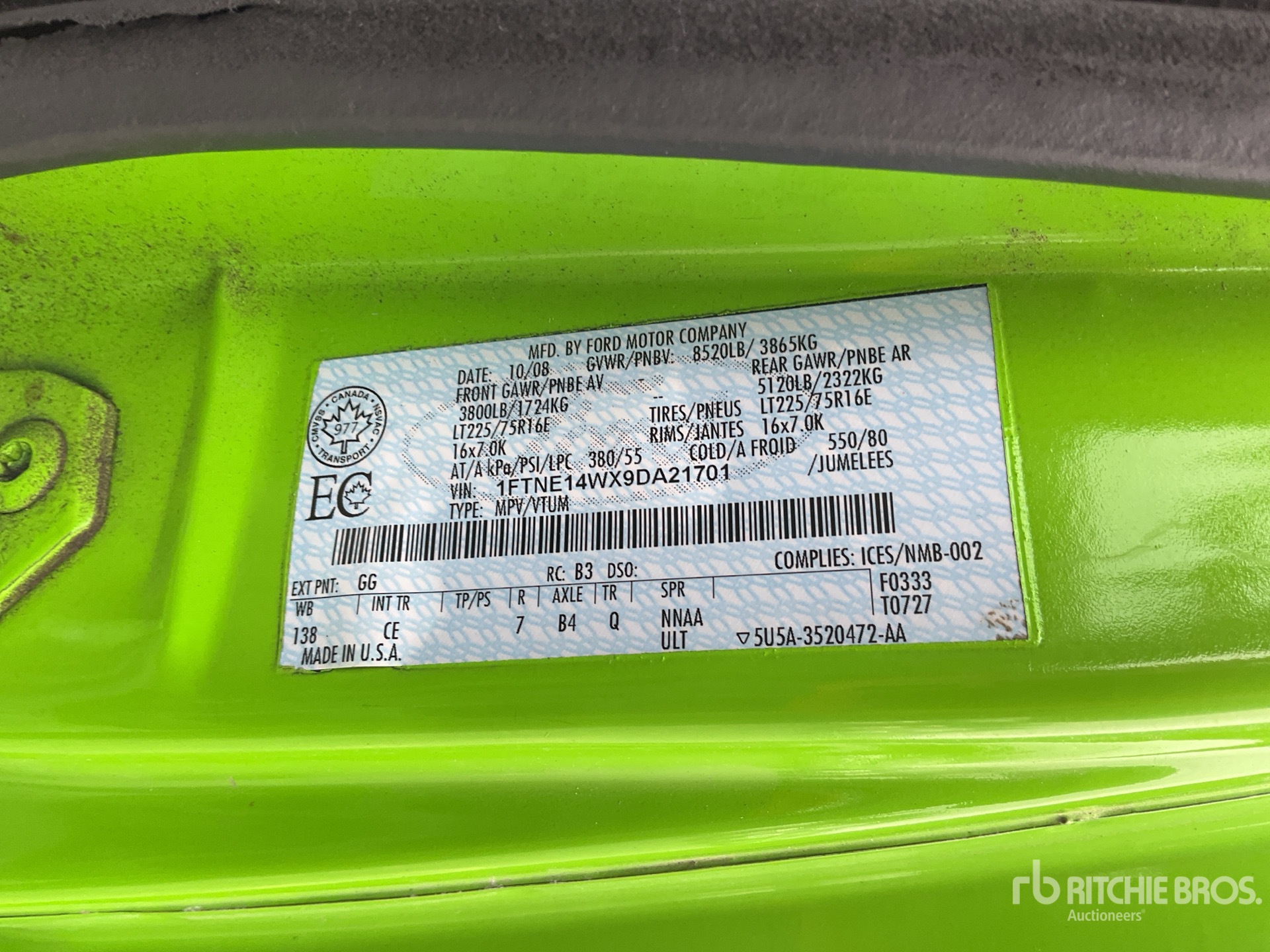 General Appearance with Serial Number / VIN