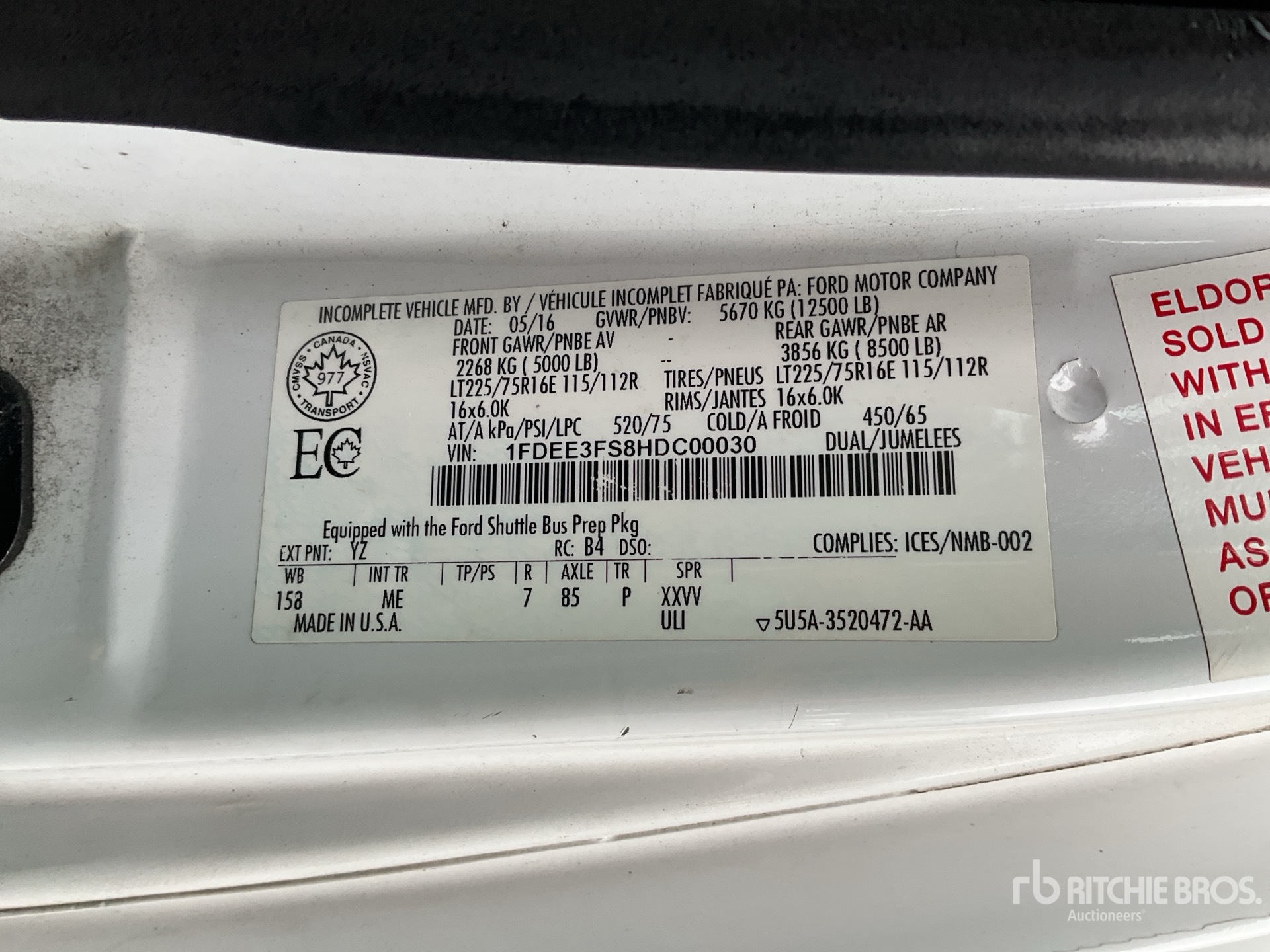 General Appearance with Serial Number / VIN