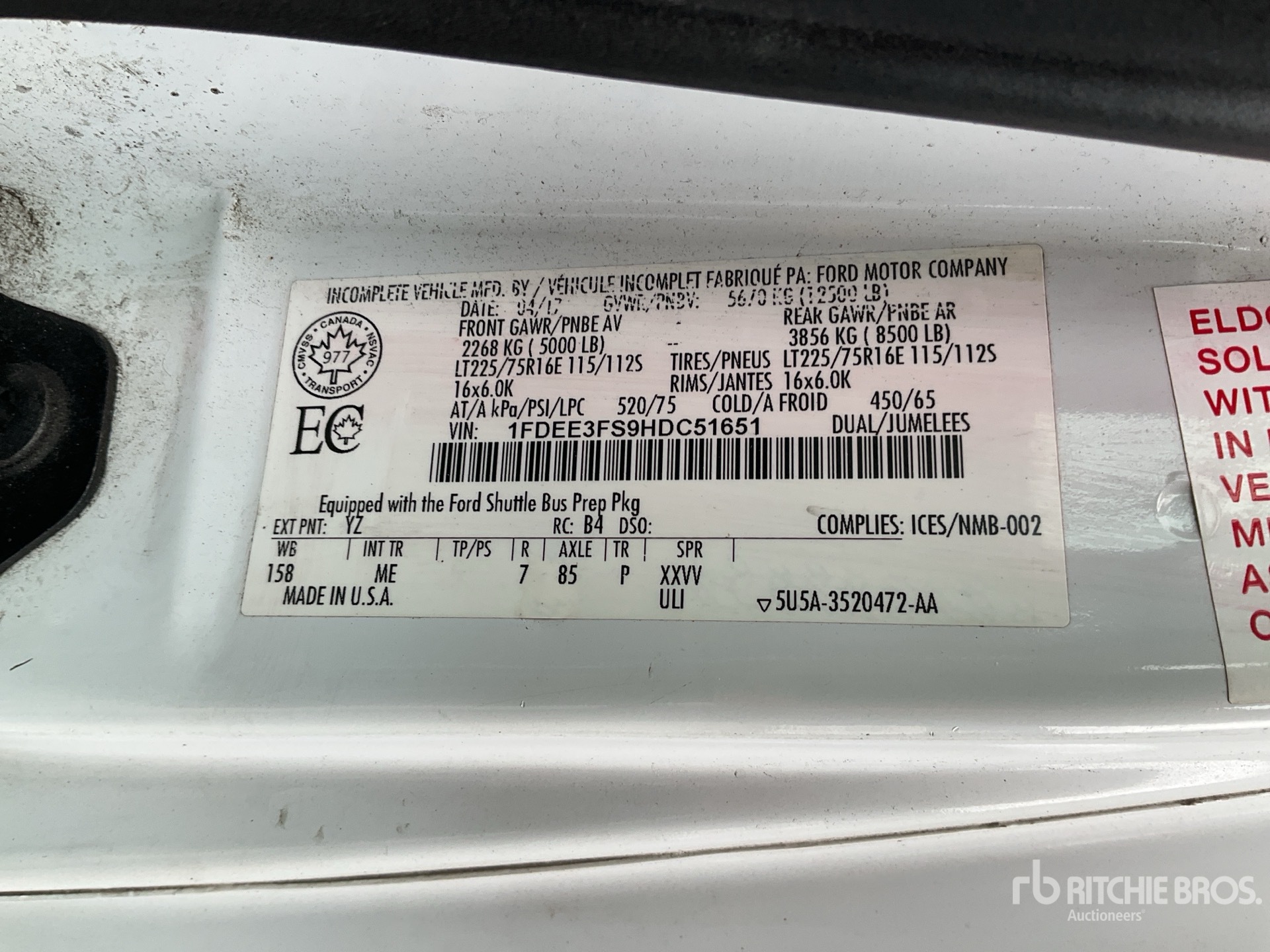 General Appearance with Serial Number / VIN