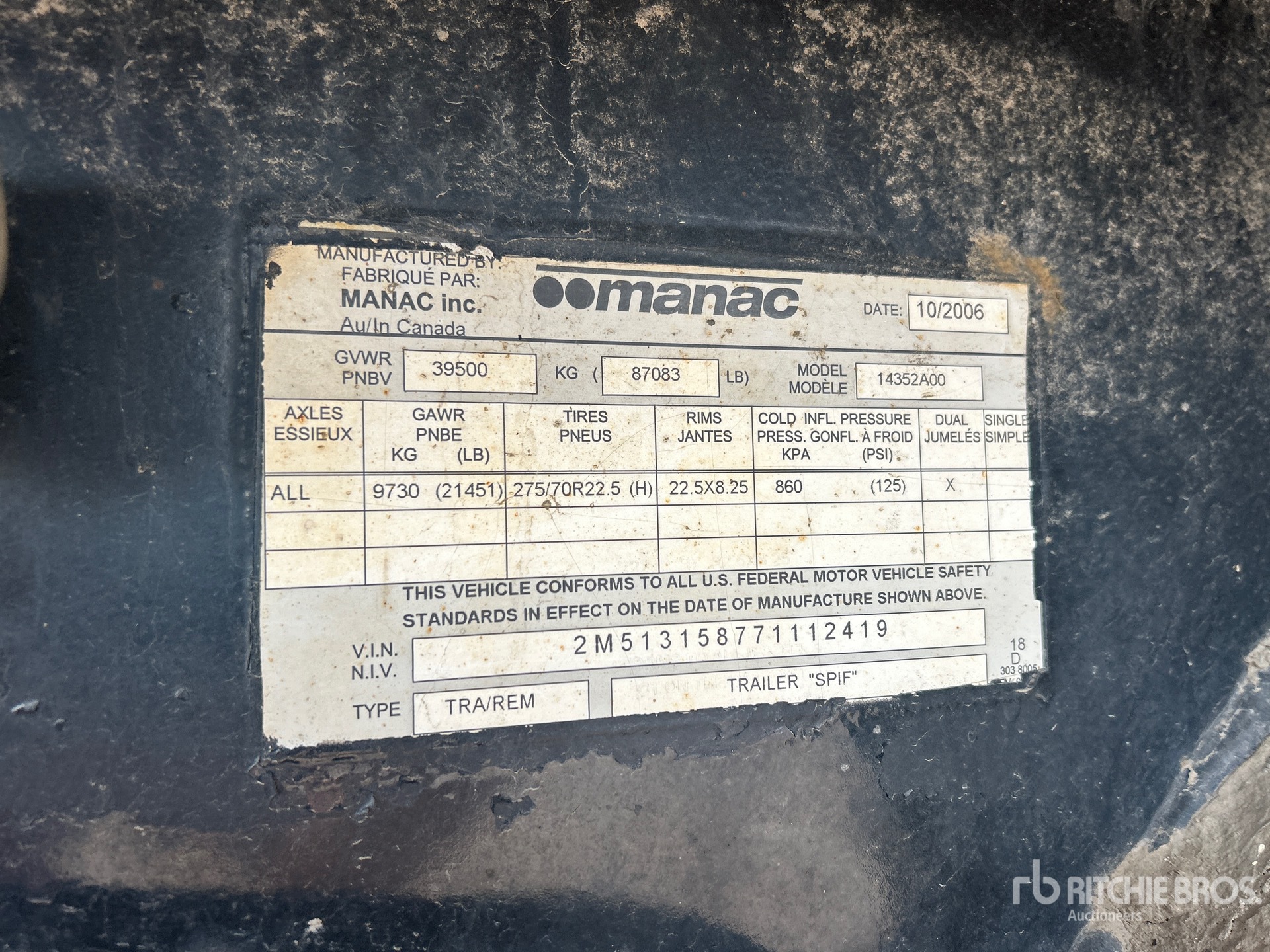 General Appearance with Serial Number / VIN