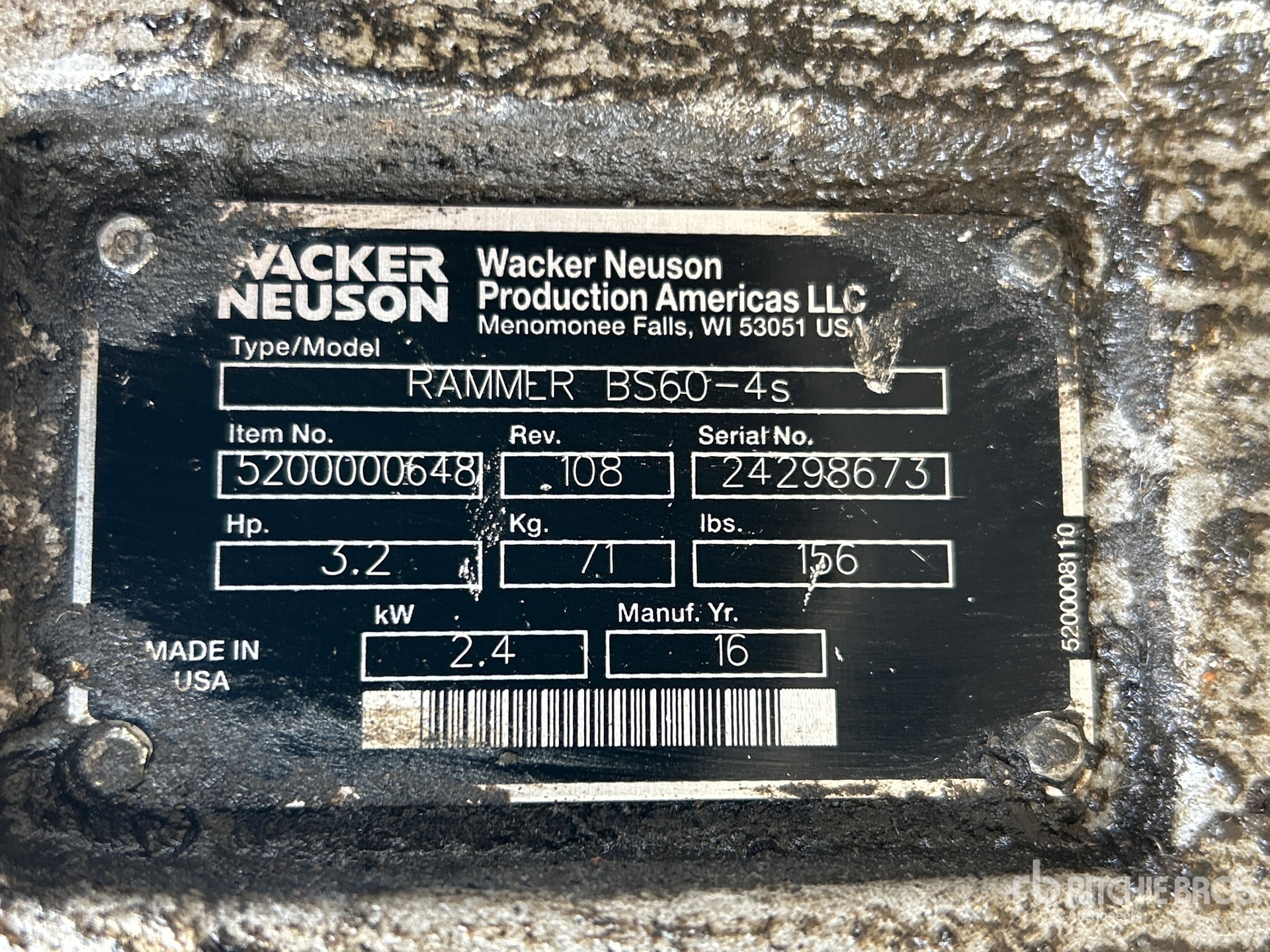General Appearance with Serial Number / VIN