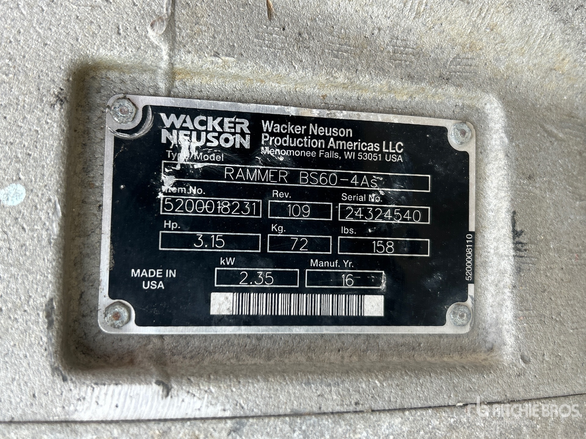 General Appearance with Serial Number / VIN