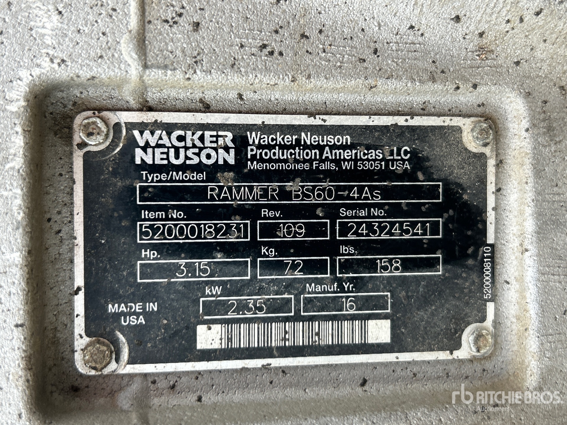 General Appearance with Serial Number / VIN