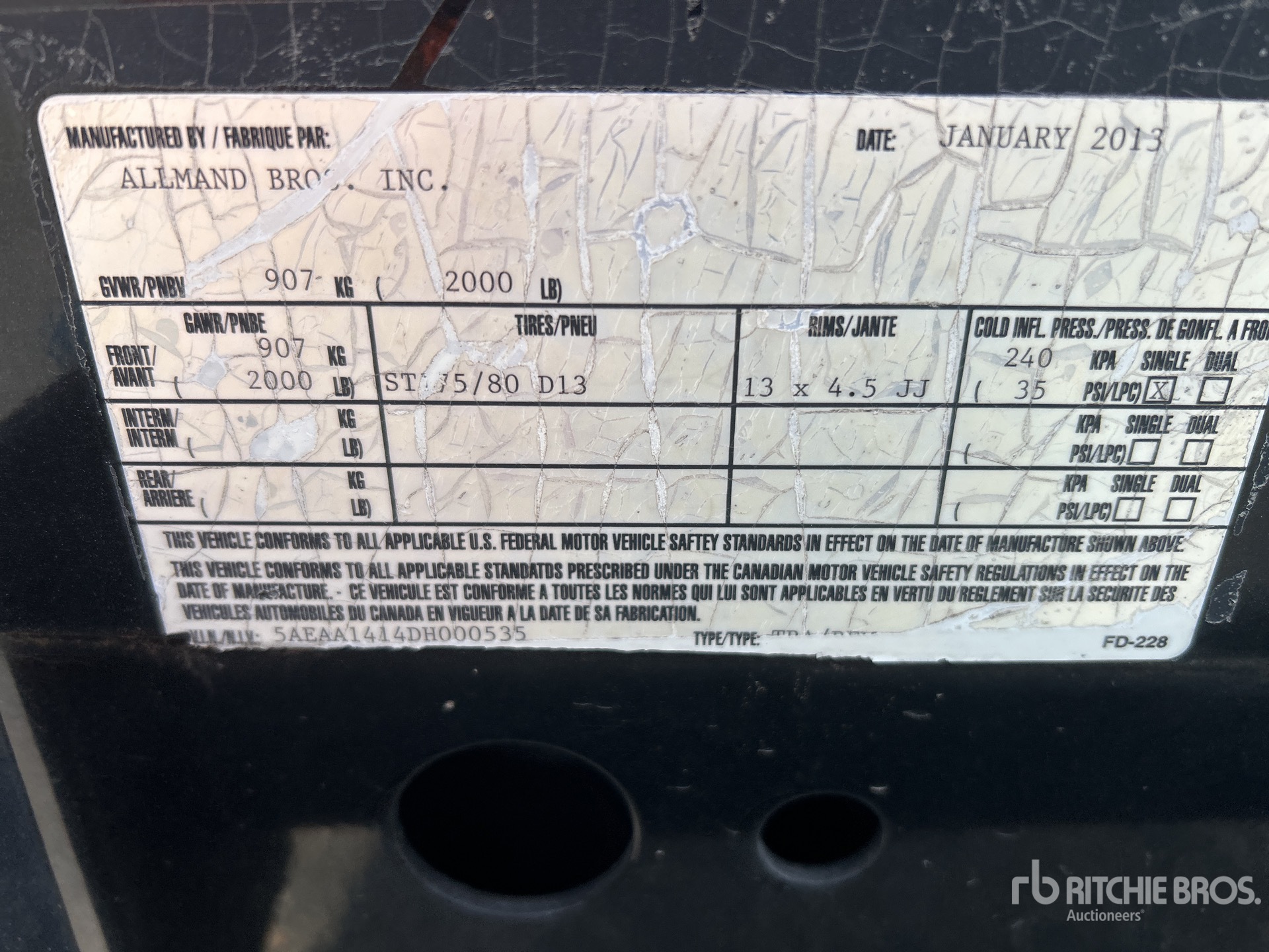 General Appearance with Serial Number / VIN