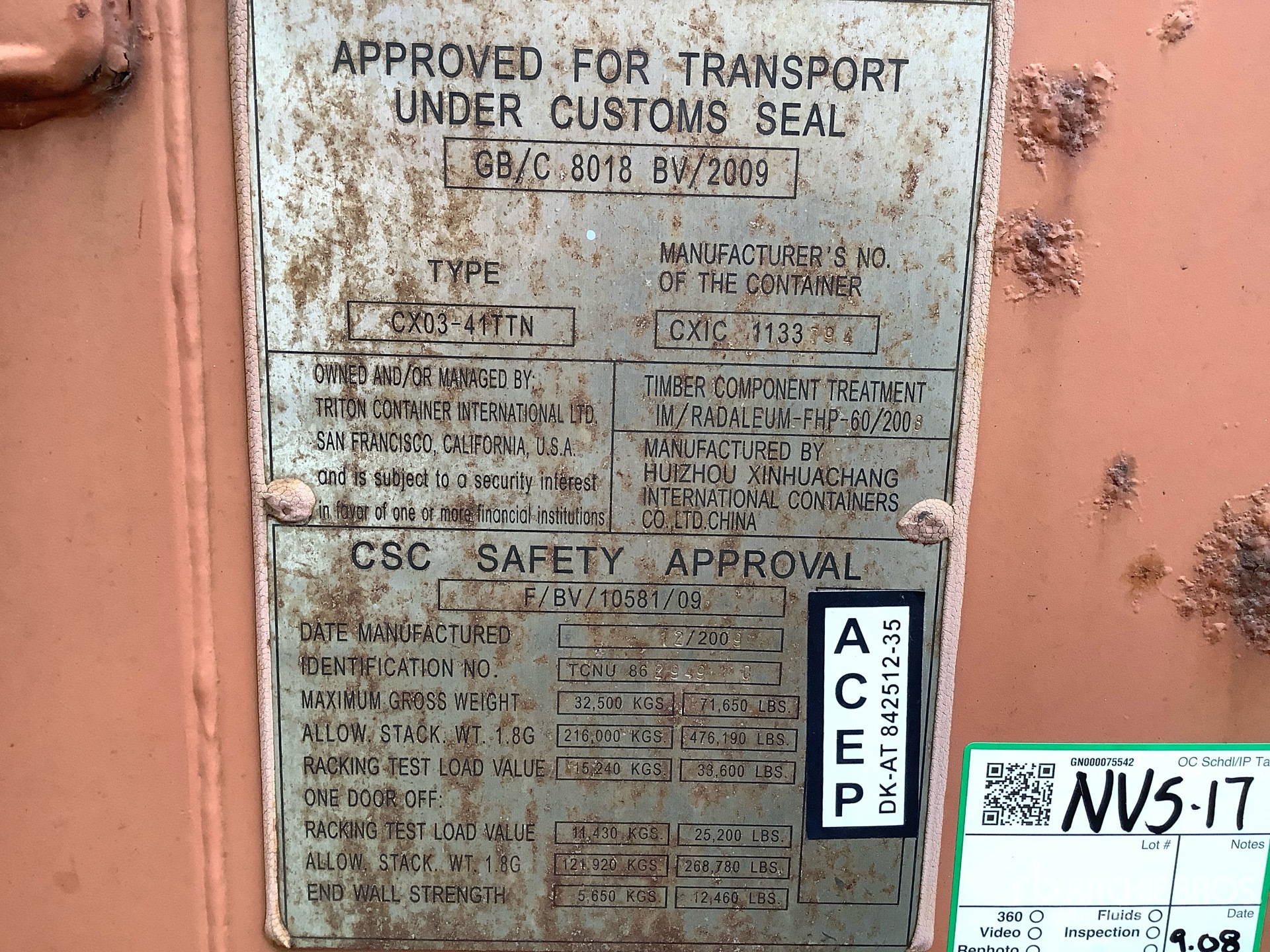 General Appearance with Serial Number / VIN