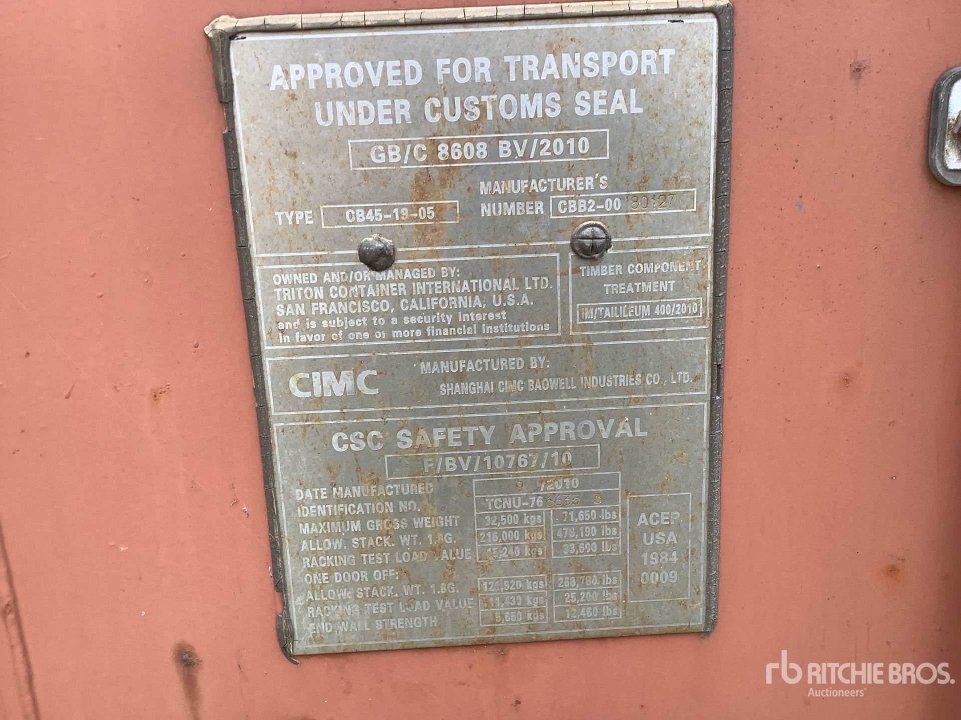 General Appearance with Serial Number / VIN