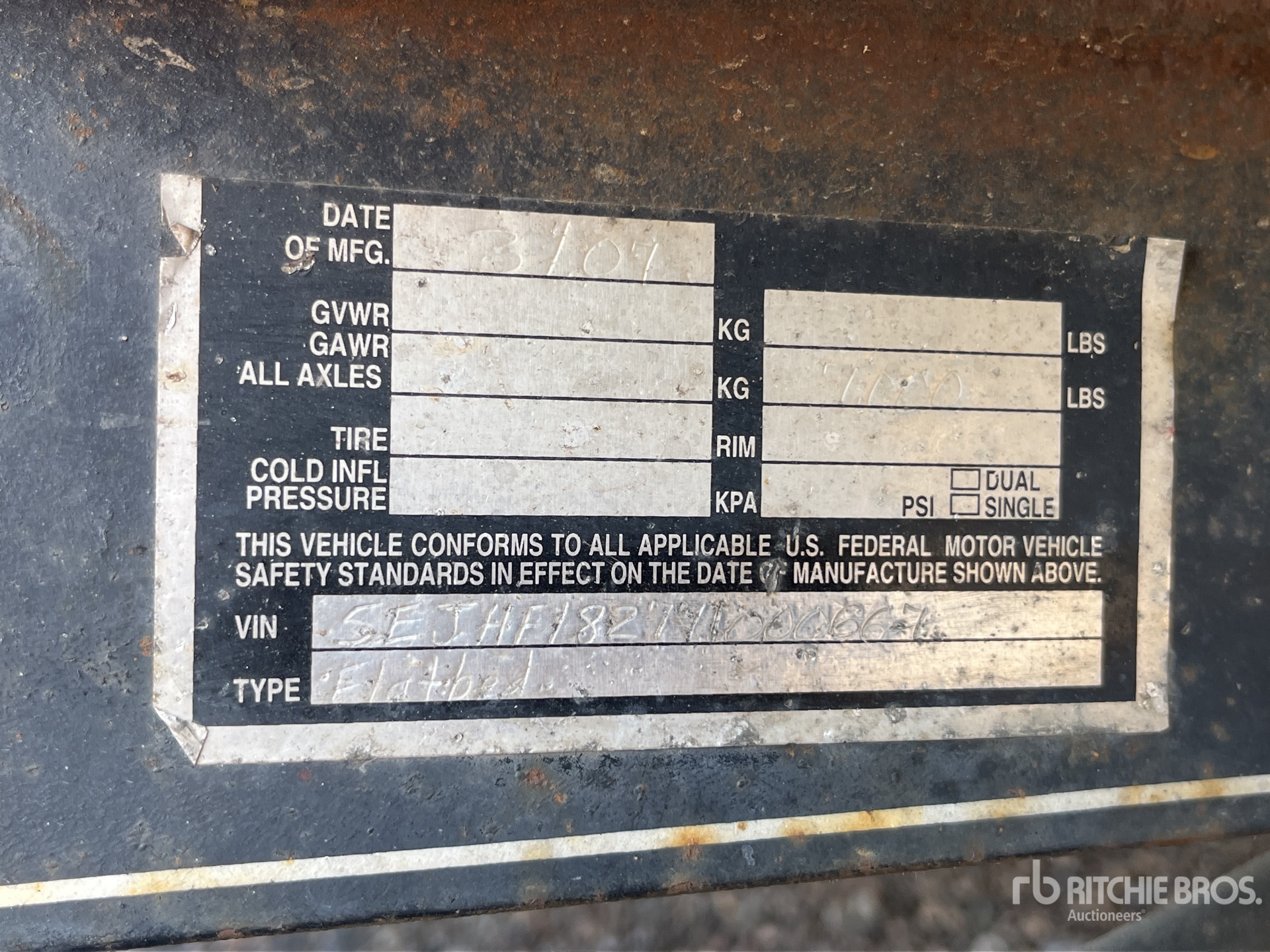 General Appearance with Serial Number / VIN